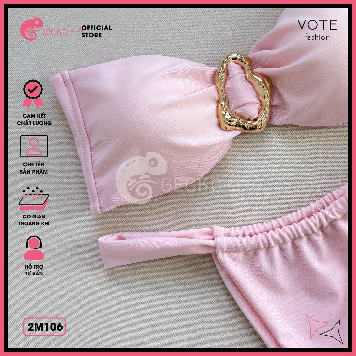  Bikini 2 Mảnh Áo Cúp Khoen Méo Quần Lotkhe Gợi Cảm GECKO 2M106 