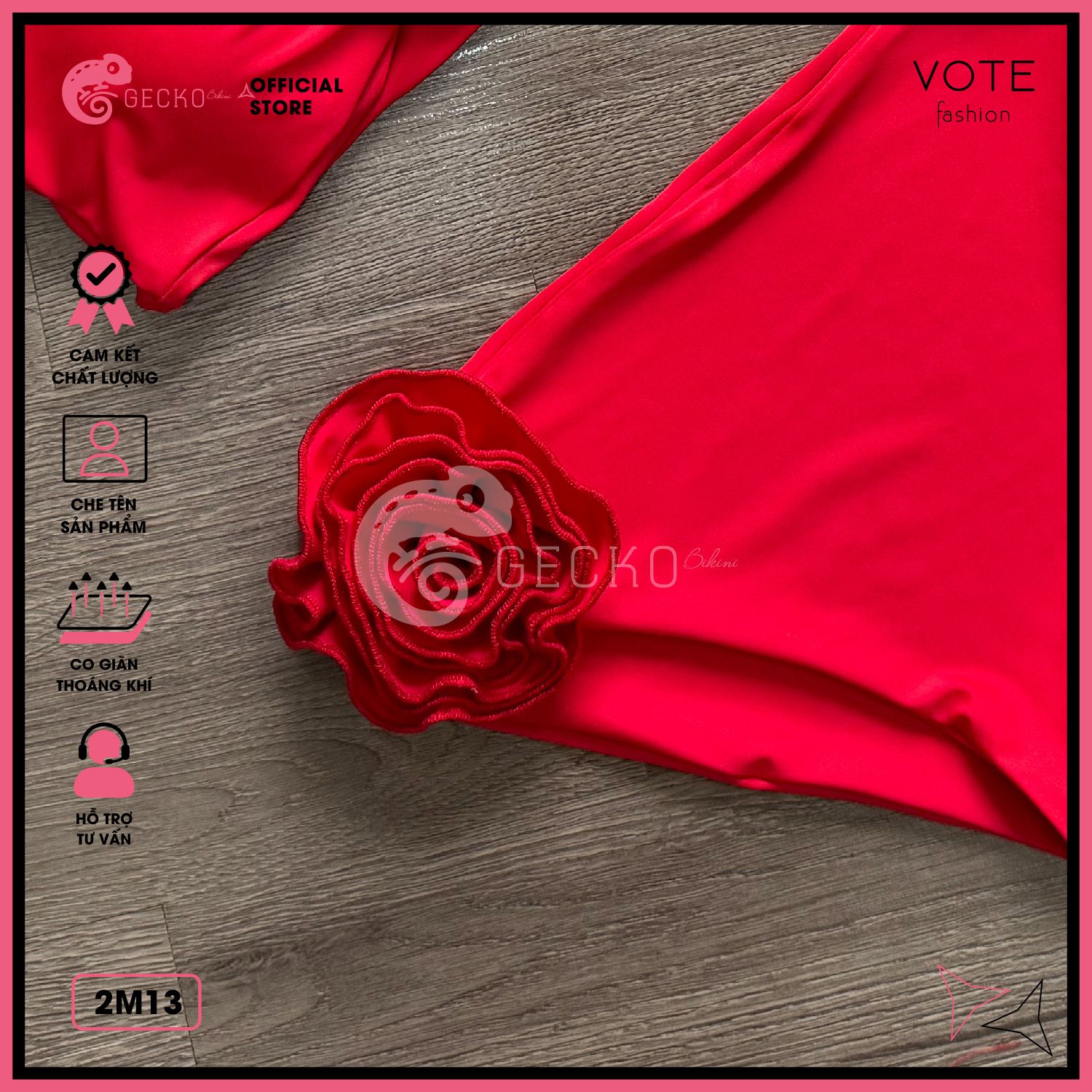  Bikini 2 Mảnh Hoa Hồng Quần Chip Dễ Thương GECKO 2M13 