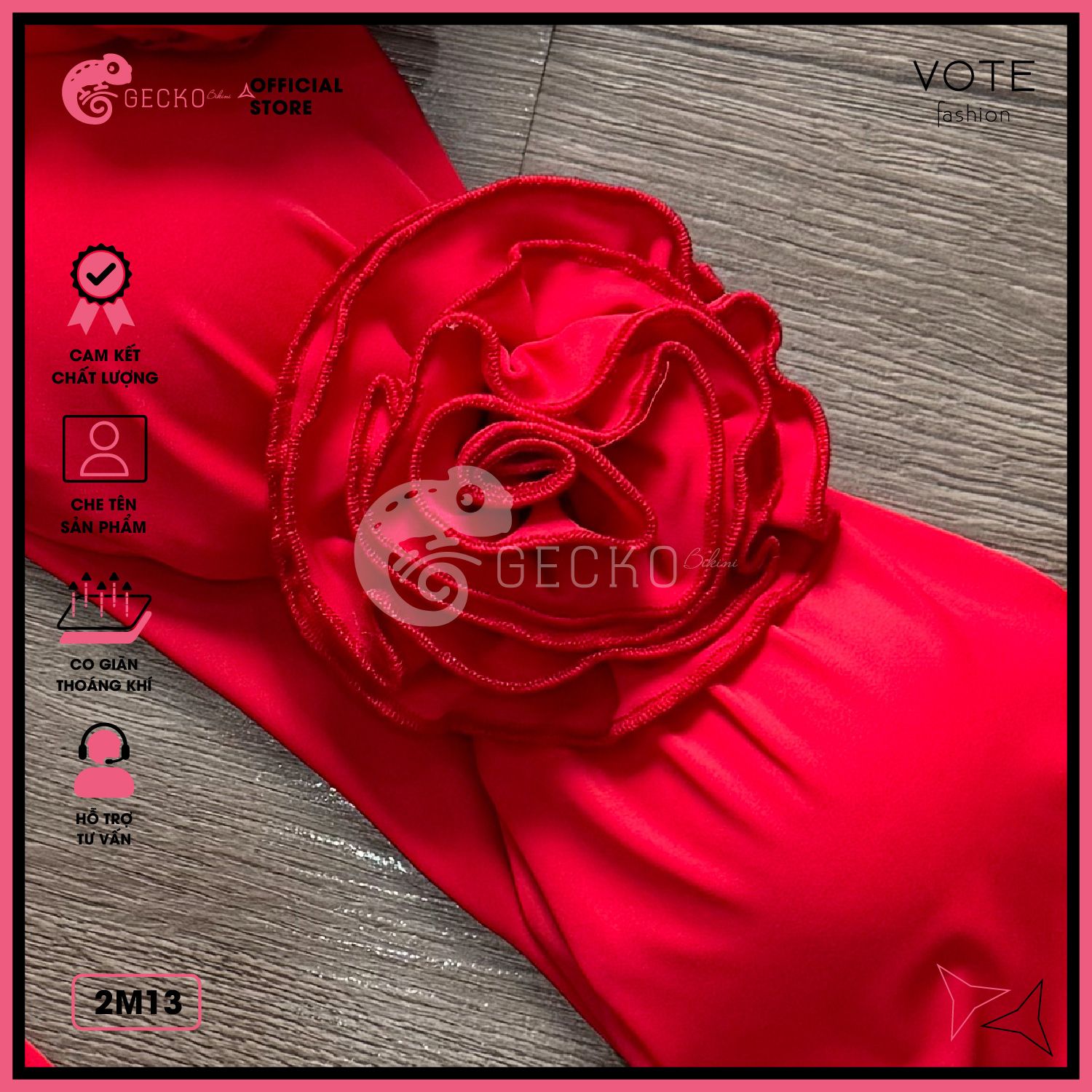  Bikini 2 Mảnh Hoa Hồng Quần Chip Dễ Thương GECKO 2M13 