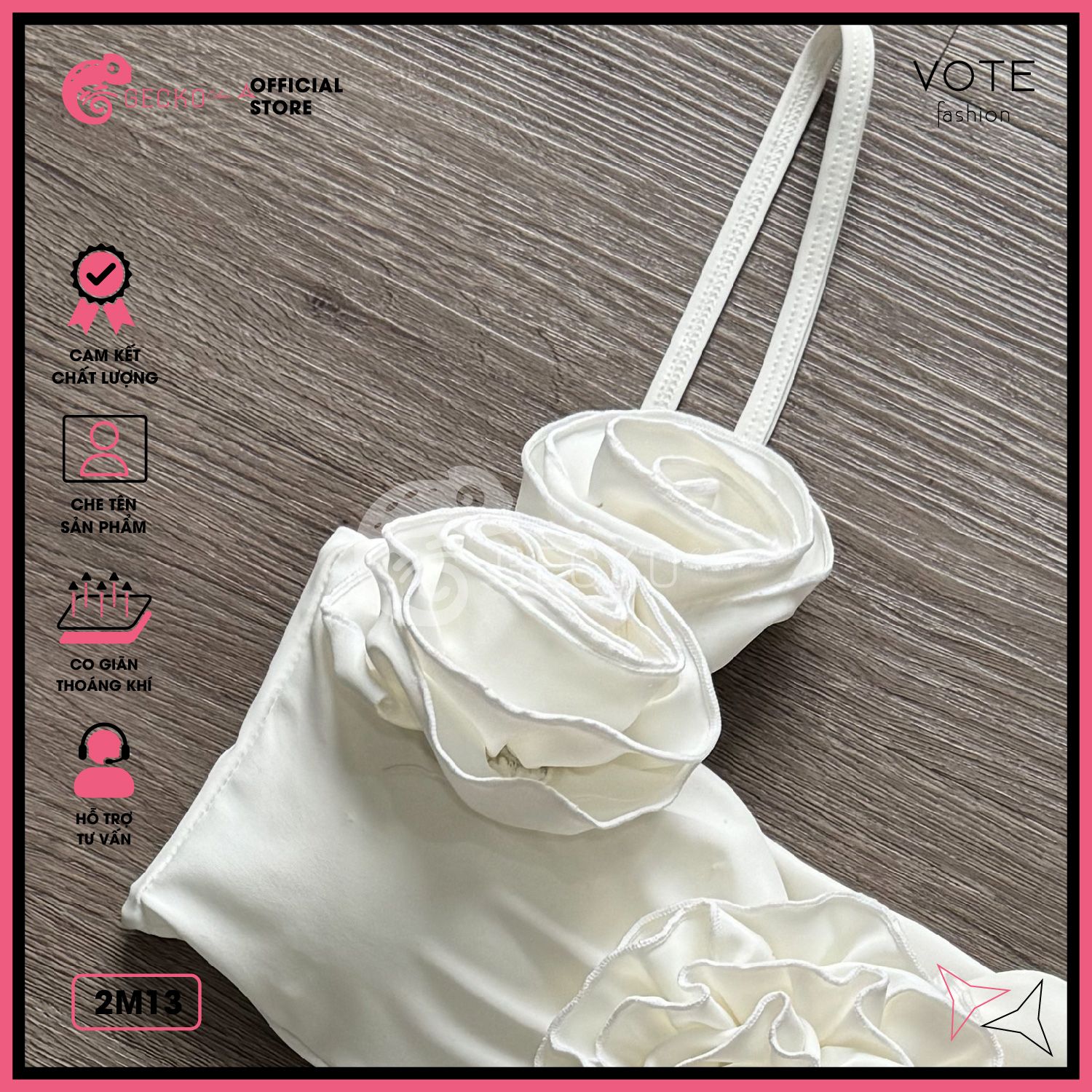  Bikini 2 Mảnh Hoa Hồng Quần Chip Dễ Thương GECKO 2M13 