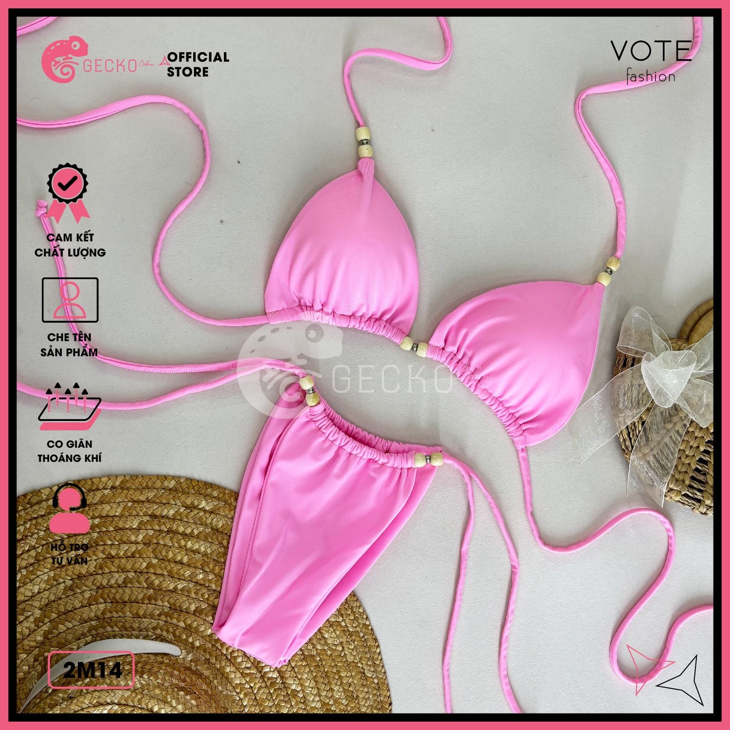  Bikini 2 Mảnh Áo Đính Hạt Slay Cao Cấp GECKO 2M14 