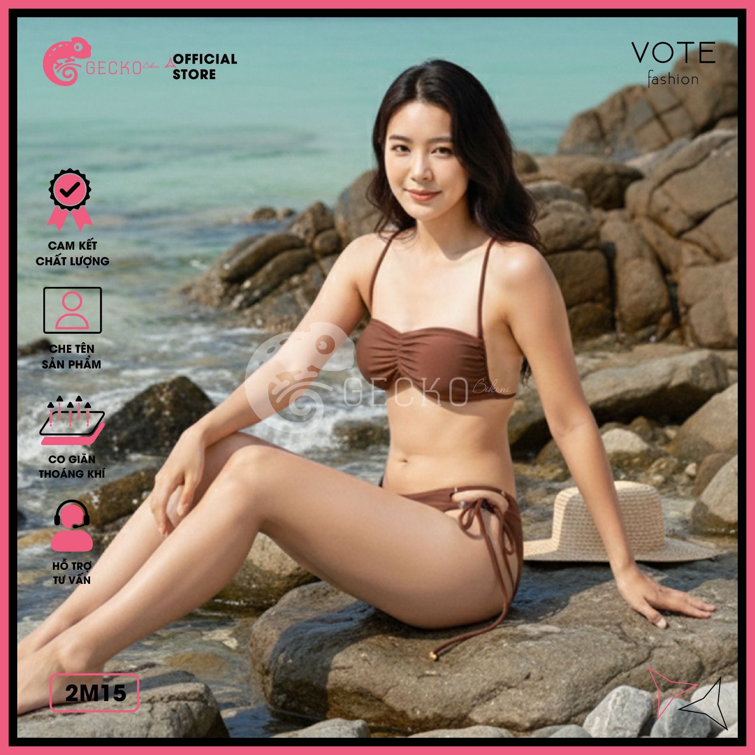  Bikini 2 Mảnh Cúp Áo Nhúng Gợi Cảm GECKO 2M15 