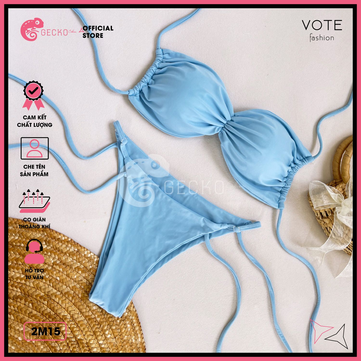  Bikini 2 Mảnh Cúp Áo Nhúng Gợi Cảm GECKO 2M15 