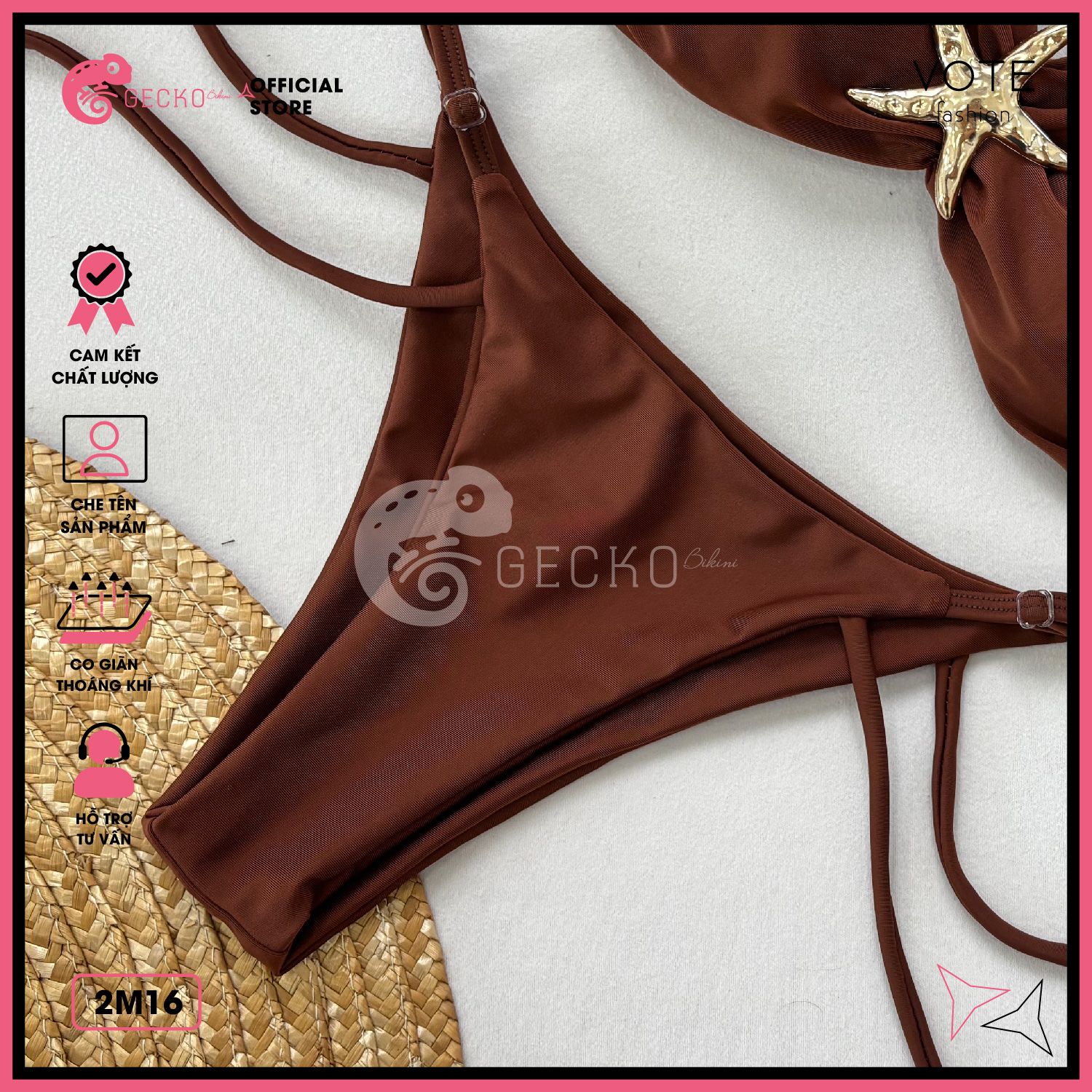  Bikini 2 Mảnh Cúp Nhúng Mix Khoen Sao Biển Dễ Thương GECKO 2M16 
