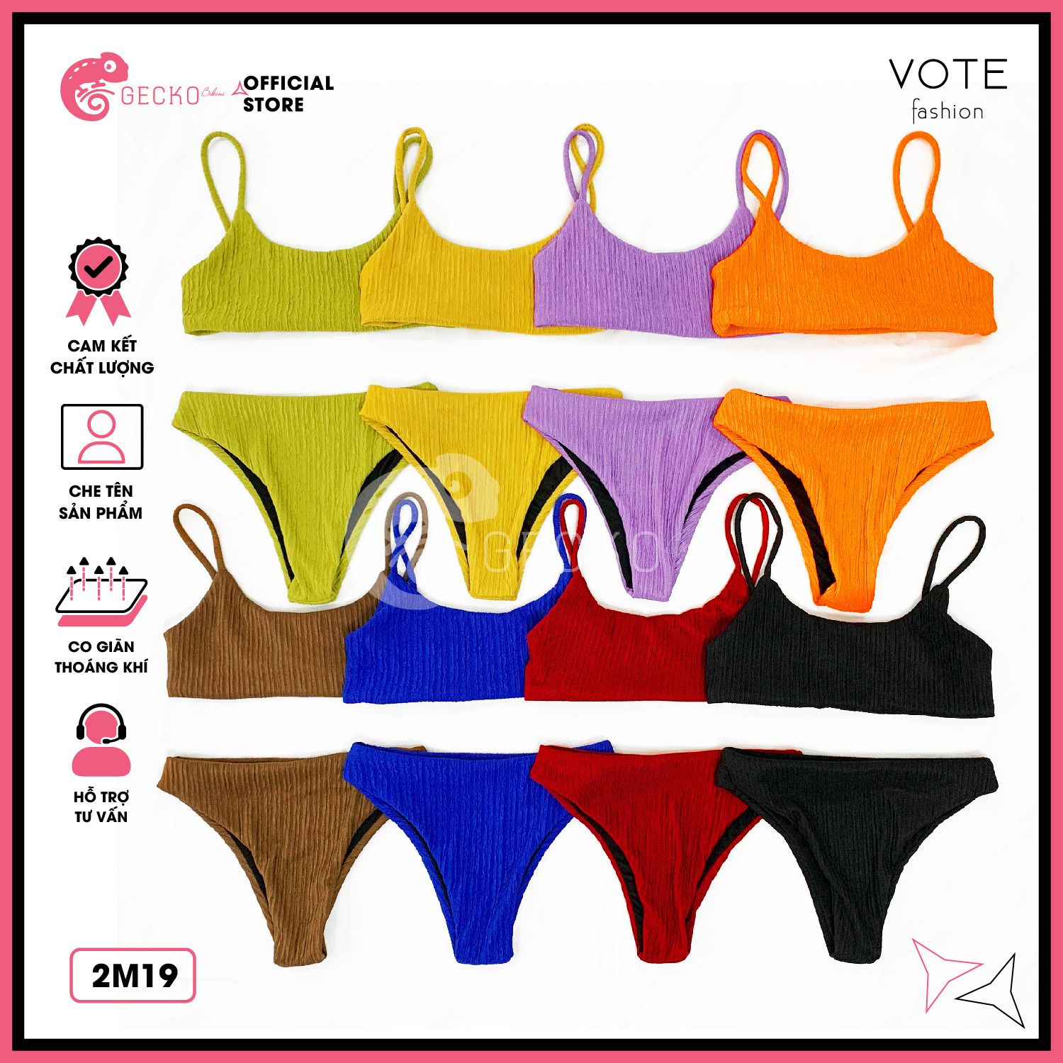  Bikini 2 Mảnh Áo 2 Dây Basic Thun Xốp GECKO 2M19 