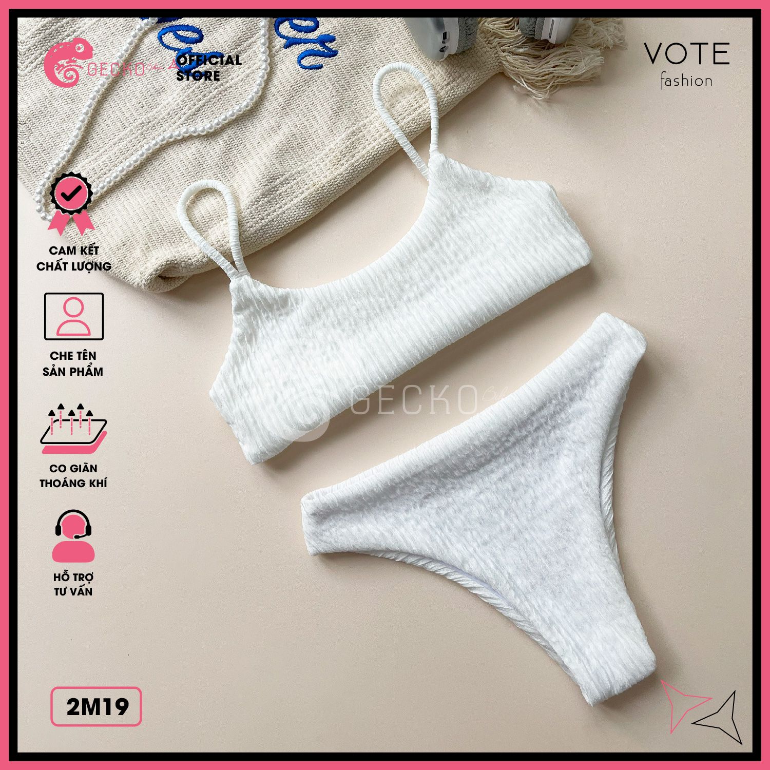  Bikini 2 Mảnh Áo 2 Dây Basic Thun Xốp GECKO 2M19 