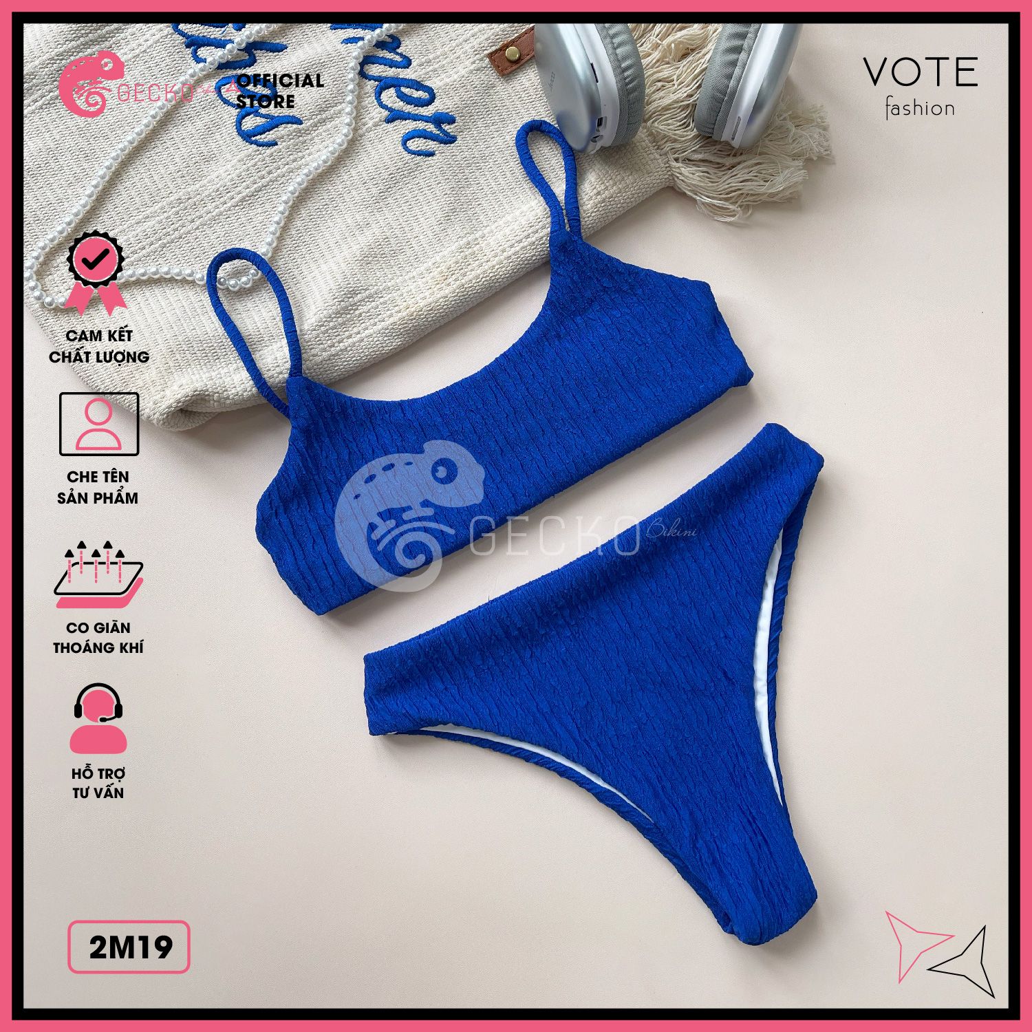  Bikini 2 Mảnh Áo 2 Dây Basic Thun Xốp GECKO 2M19 