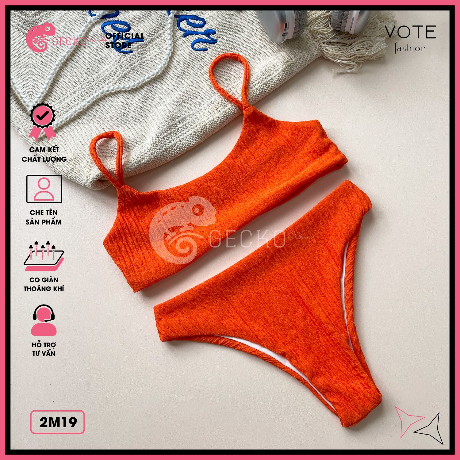  Bikini 2 Mảnh Áo 2 Dây Basic Thun Xốp GECKO 2M19 