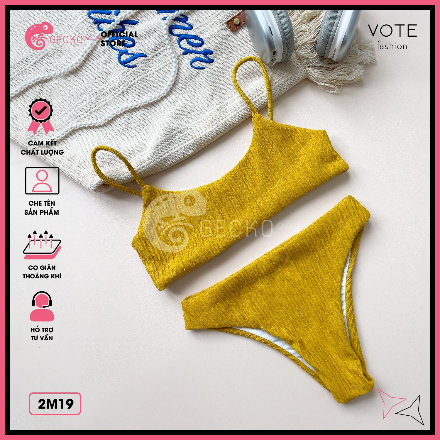  Bikini 2 Mảnh Áo 2 Dây Basic Thun Xốp GECKO 2M19 