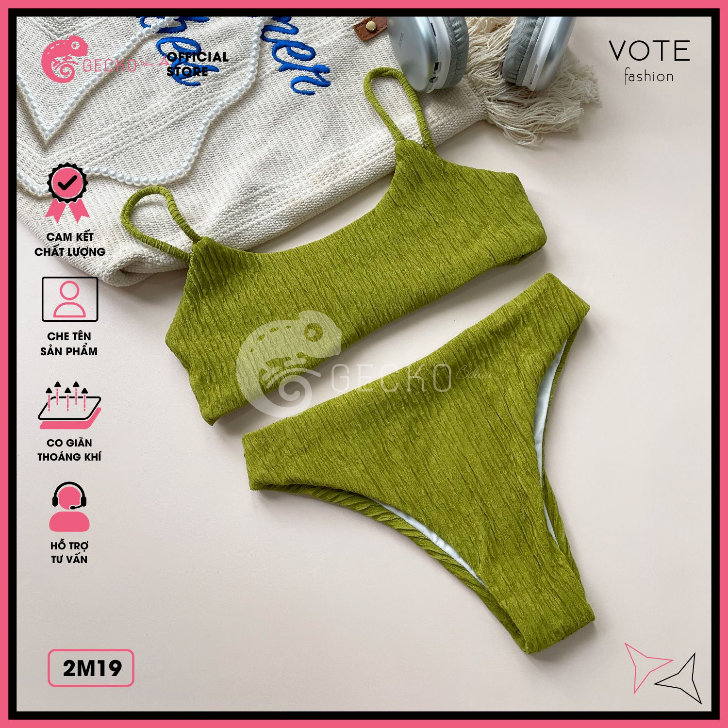  Bikini 2 Mảnh Áo 2 Dây Basic Thun Xốp GECKO 2M19 