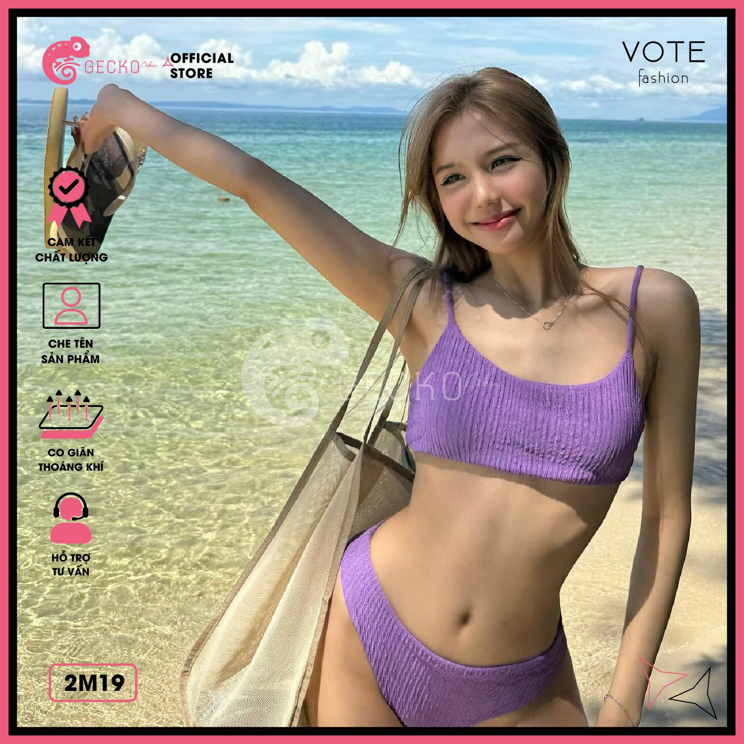  Bikini 2 Mảnh Áo 2 Dây Basic Thun Xốp GECKO 2M19 