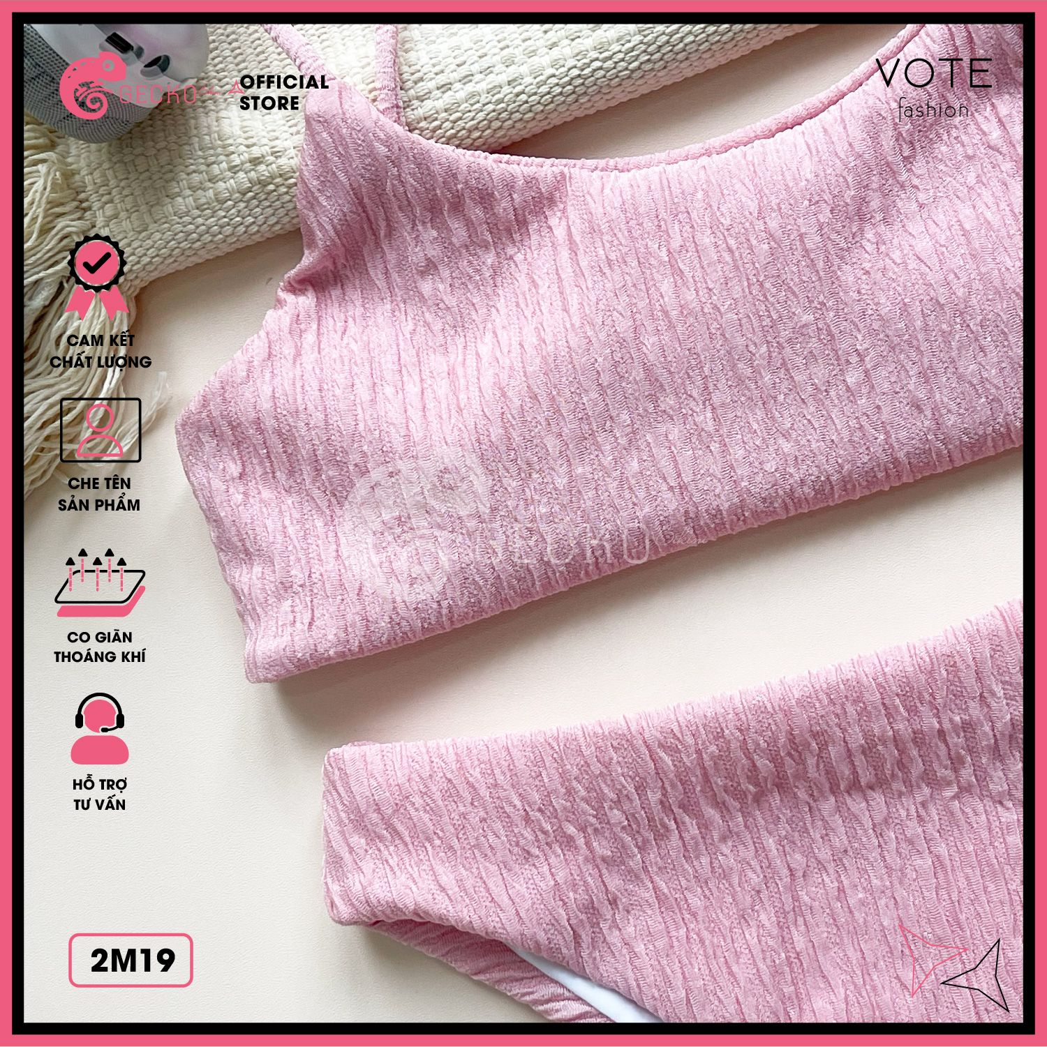  Bikini 2 Mảnh Áo 2 Dây Basic Thun Xốp GECKO 2M19 