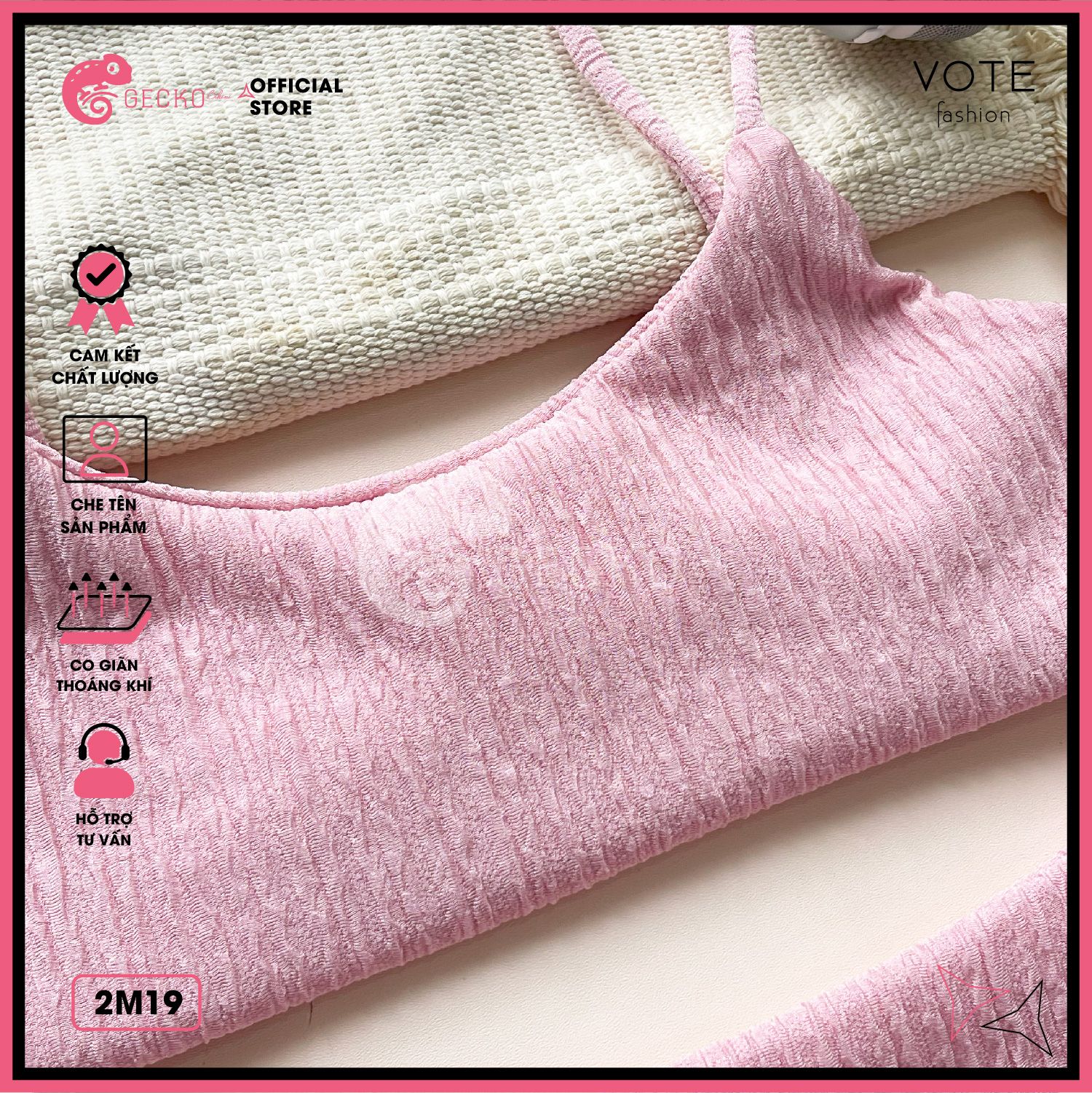  Bikini 2 Mảnh Áo 2 Dây Basic Thun Xốp GECKO 2M19 