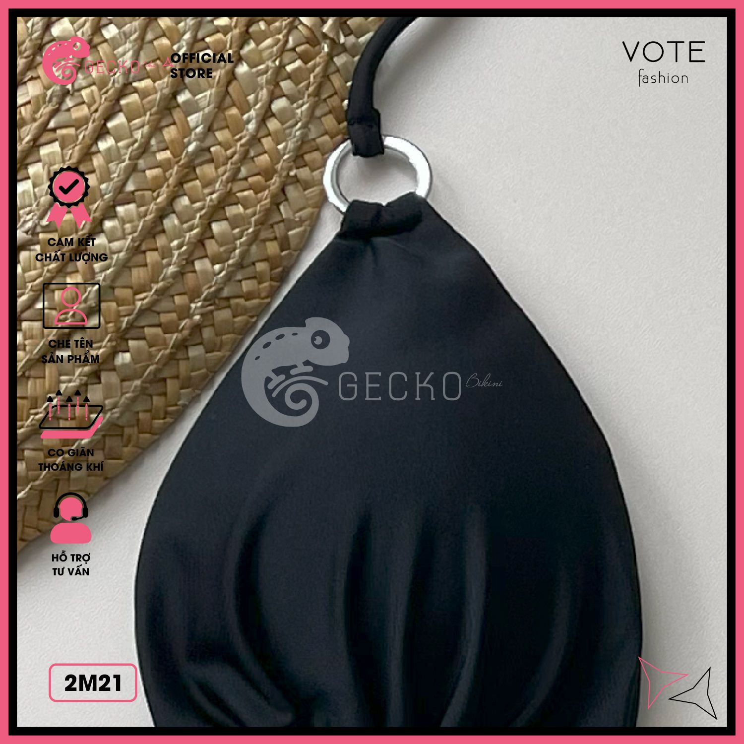  Bikini 2 Mảnh Quần Áo Tam Giác 6 Khoen Tròn GECKO 2M21 