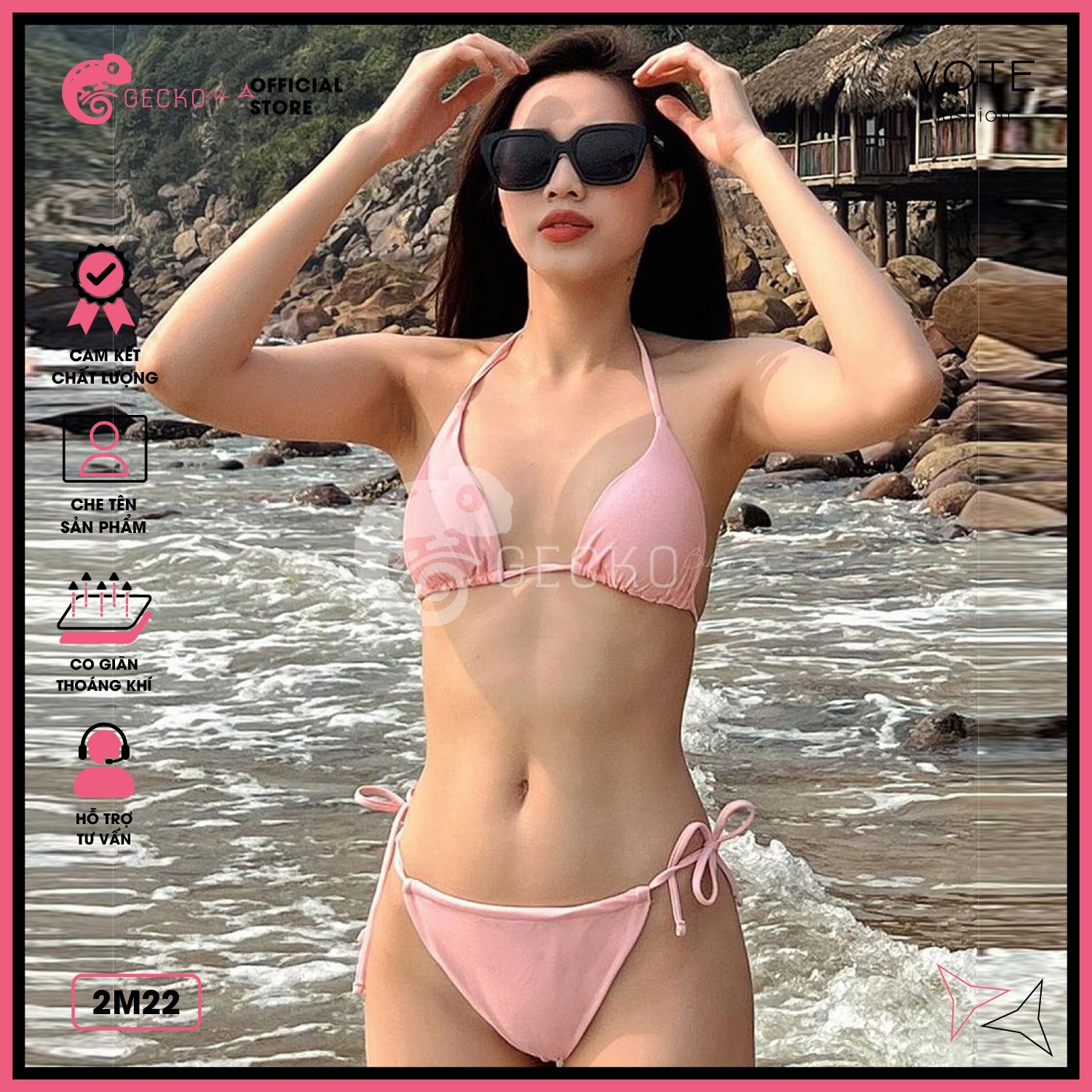  Bikini 2 Mảnh Tam Giác Quần Rút Dây GECKO 2M22 