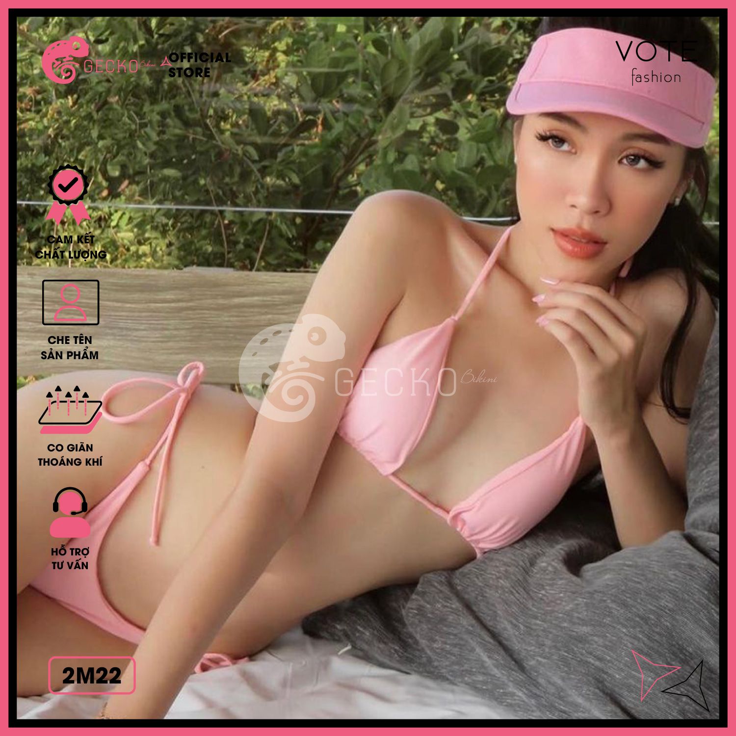  Bikini 2 Mảnh Tam Giác Quần Rút Dây GECKO 2M22 