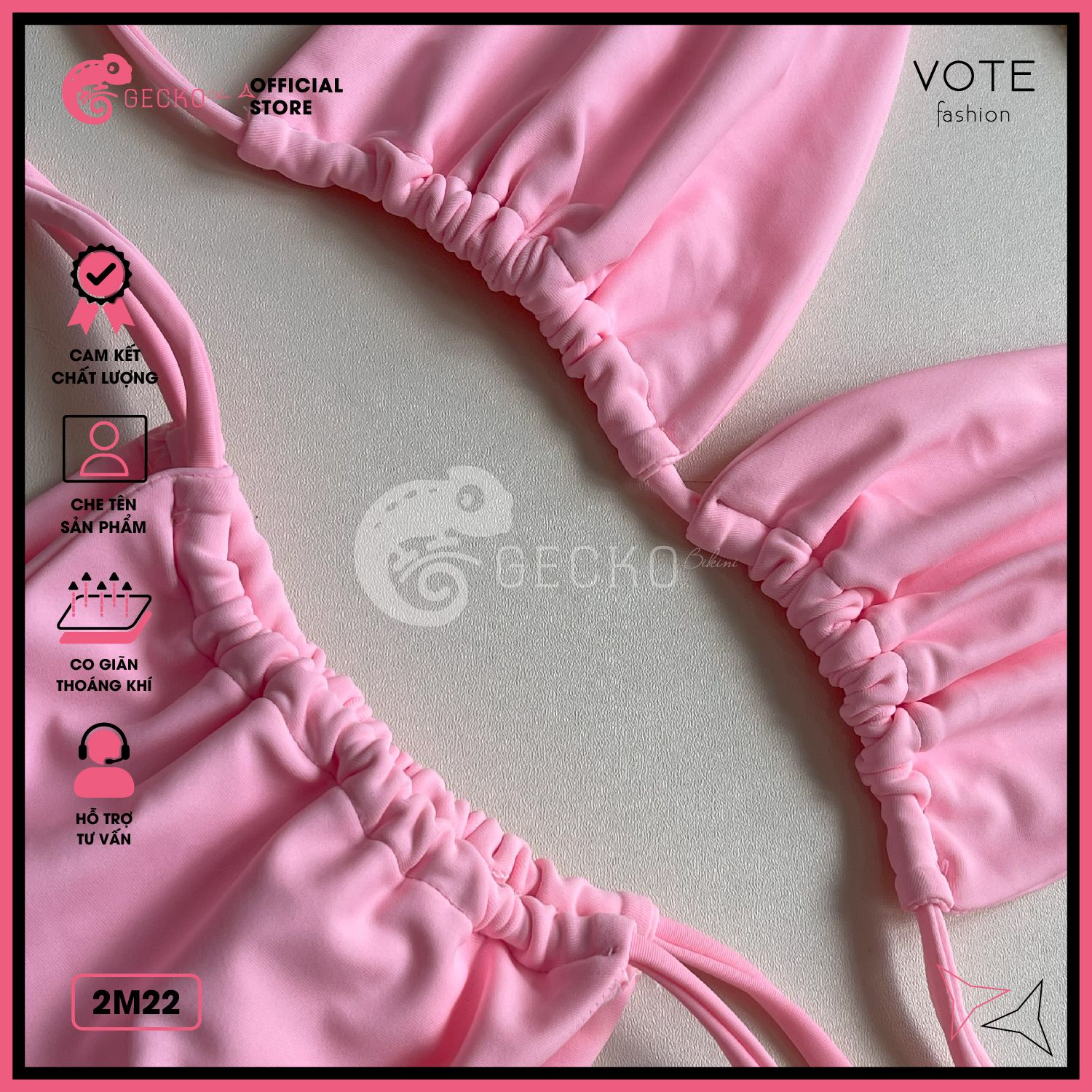  Bikini 2 Mảnh Tam Giác Quần Rút Dây GECKO 2M22 