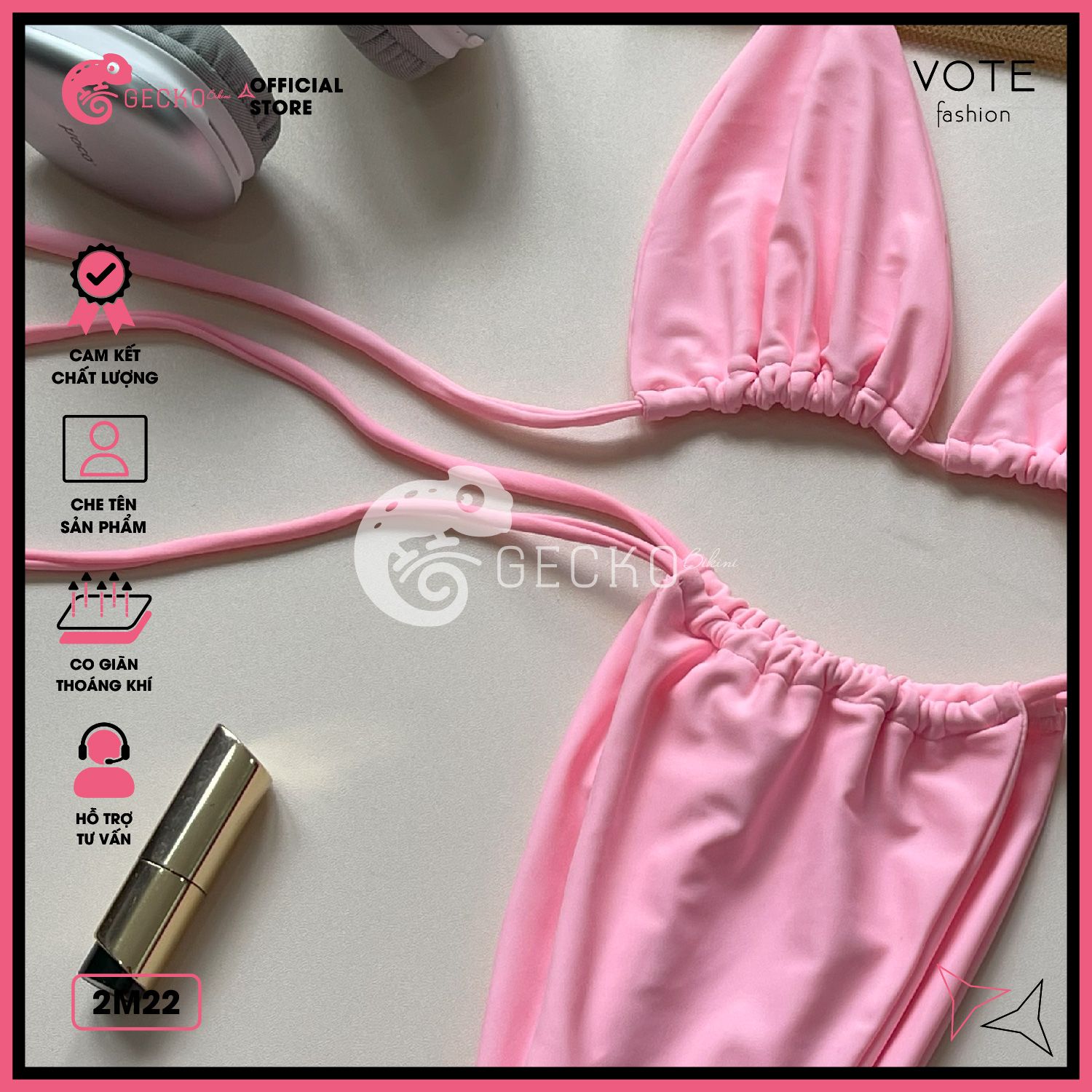  Bikini 2 Mảnh Tam Giác Quần Rút Dây GECKO 2M22 