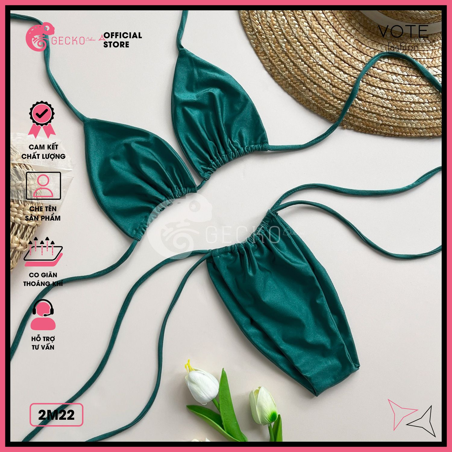  Bikini 2 Mảnh Tam Giác Quần Rút Dây GECKO 2M22 