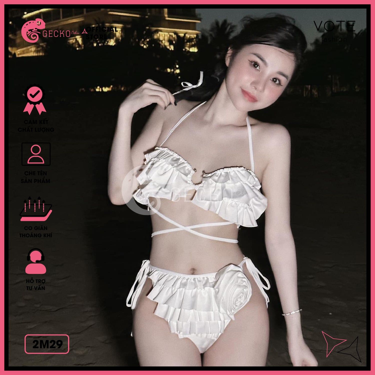  Bikini 2 Mảnh Bèo Tấng Phối Khoen Dễ Thương GECKO 2M29 