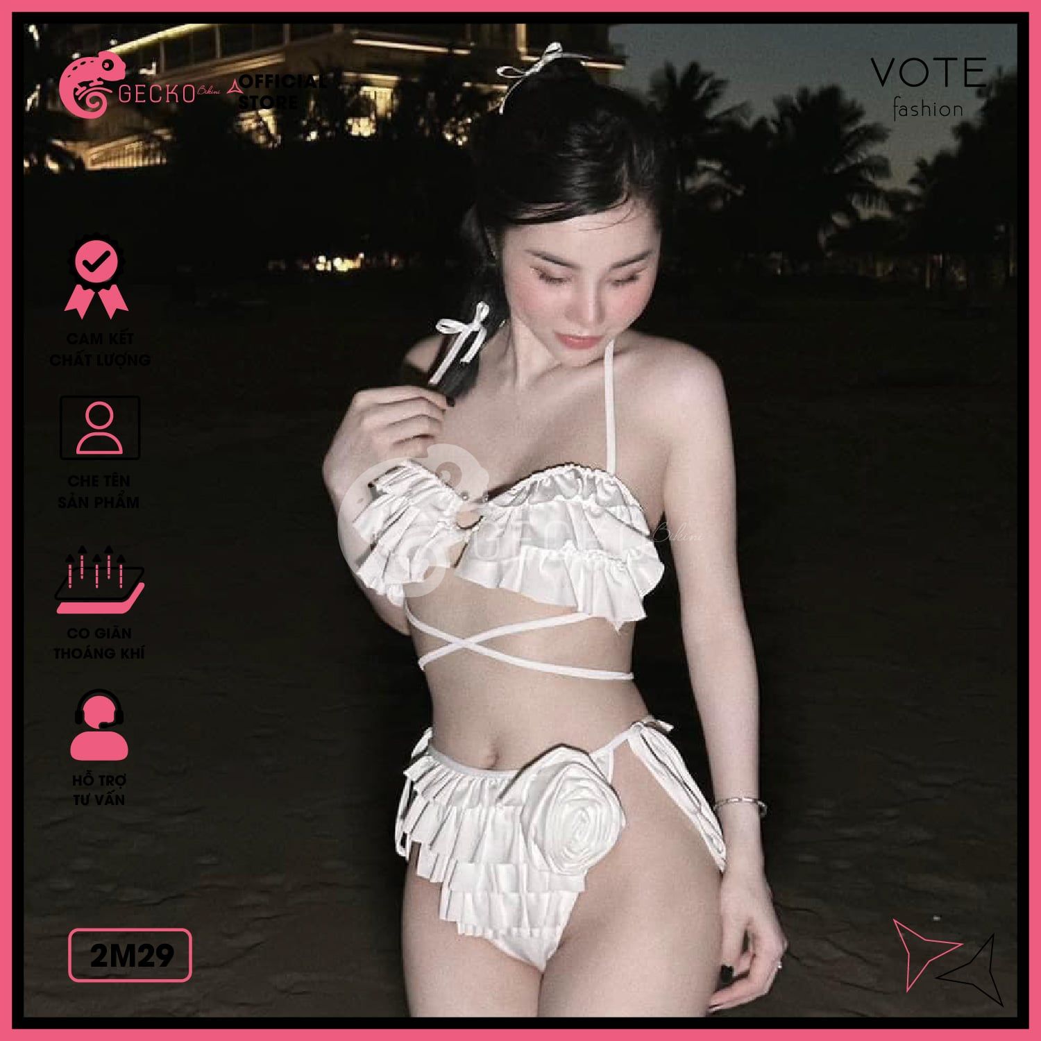  Bikini 2 Mảnh Bèo Tấng Phối Khoen Dễ Thương GECKO 2M29 
