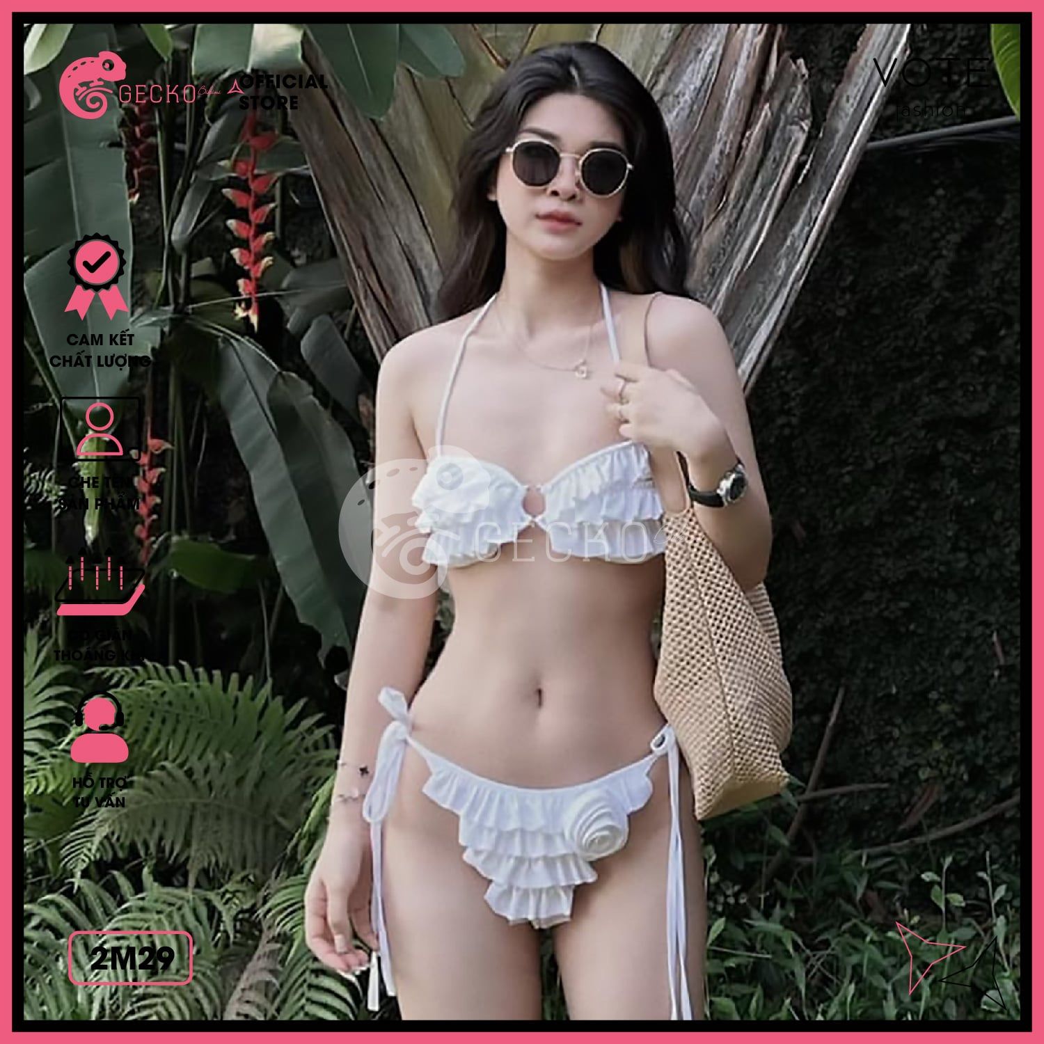  Bikini 2 Mảnh Bèo Tấng Phối Khoen Dễ Thương GECKO 2M29 
