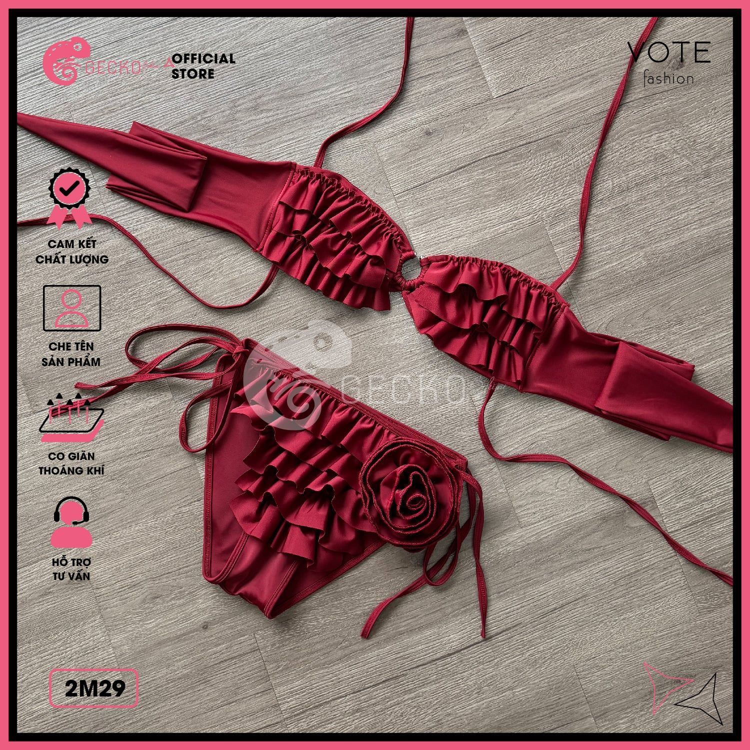 Bikini 2 Mảnh Bèo Tấng Phối Khoen Dễ Thương GECKO 2M29 