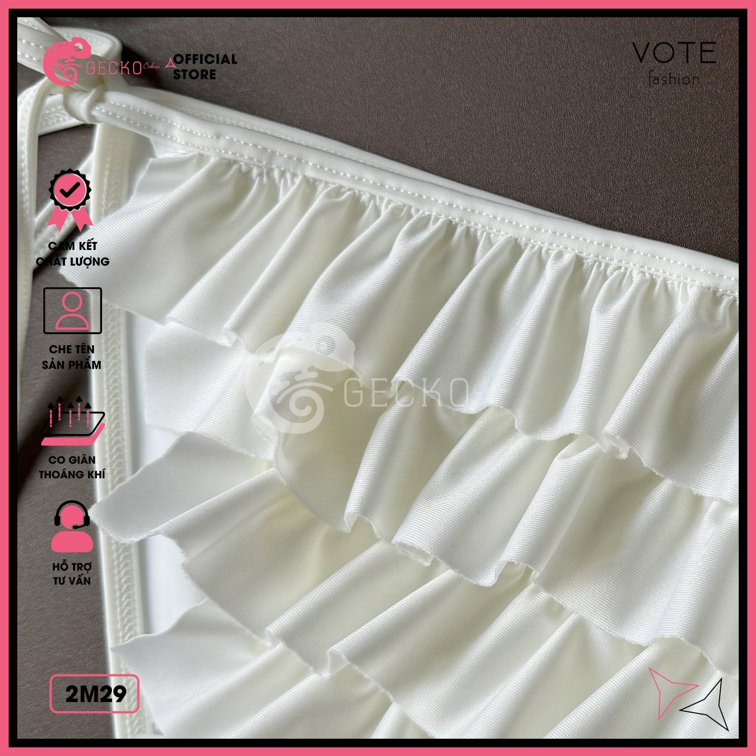  Bikini 2 Mảnh Bèo Tấng Phối Khoen Dễ Thương GECKO 2M29 