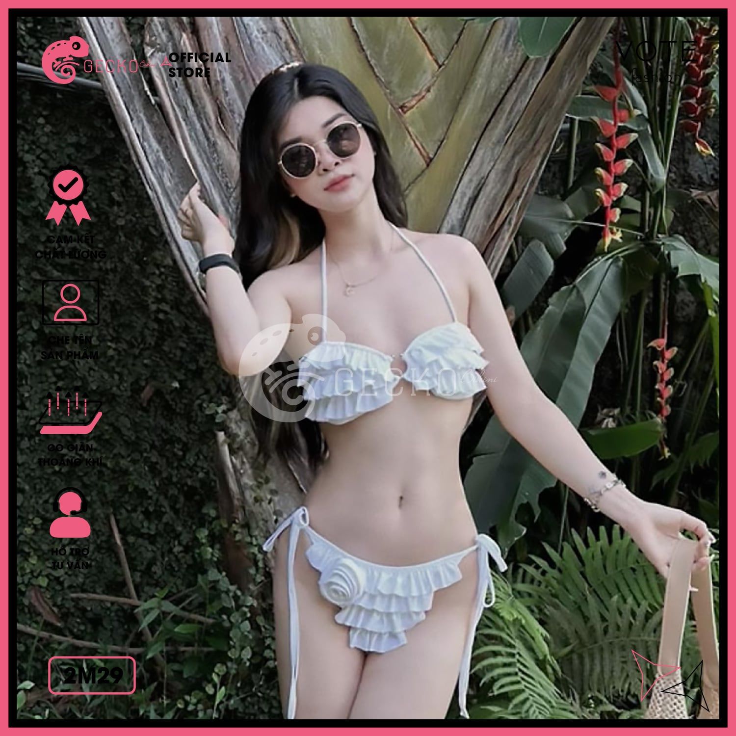  Bikini 2 Mảnh Bèo Tấng Phối Khoen Dễ Thương GECKO 2M29 