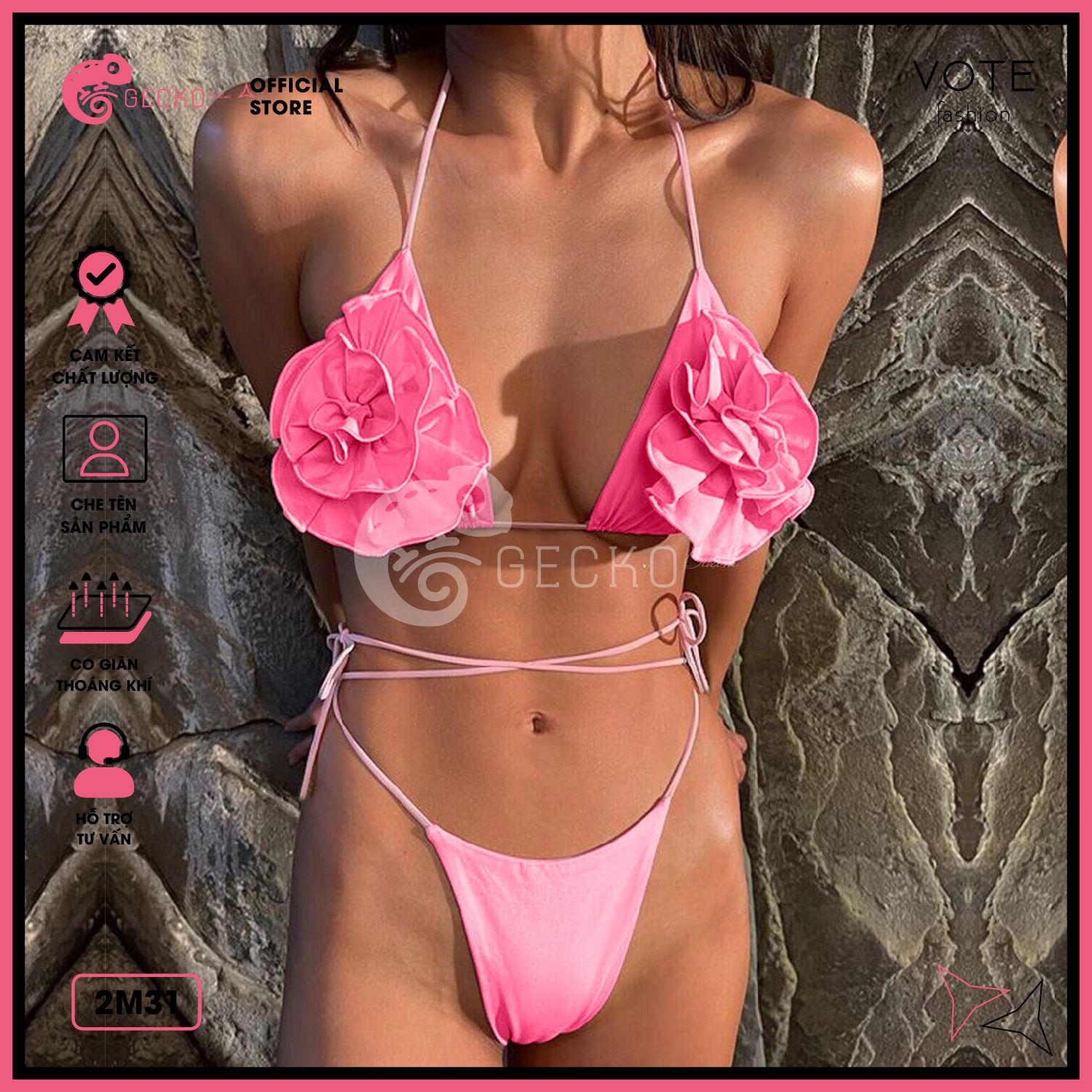  Bikini 2 Mảnh Phối Hoa Đại Cao Cấp Quần LotKhe GECKO 2M31 