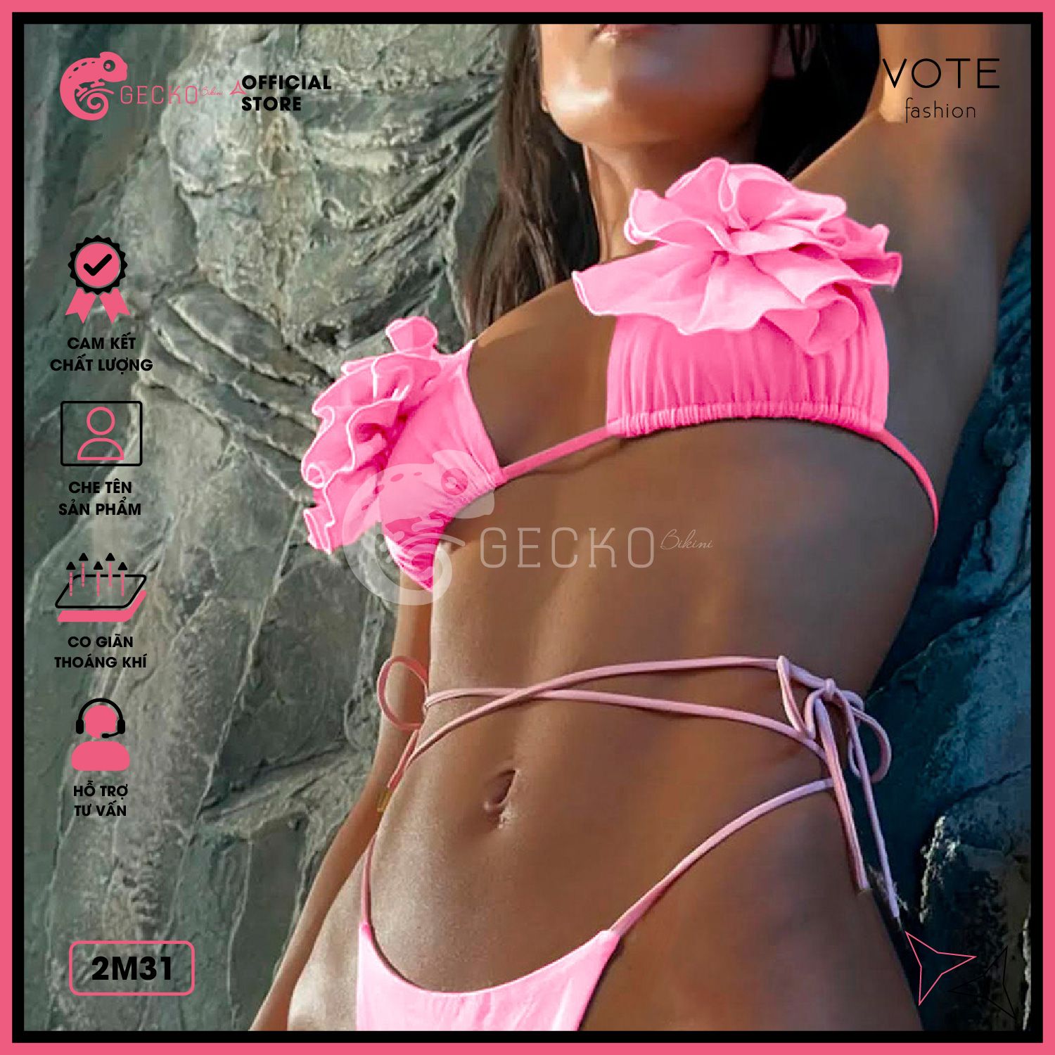  Bikini 2 Mảnh Phối Hoa Đại Cao Cấp Quần LotKhe GECKO 2M31 