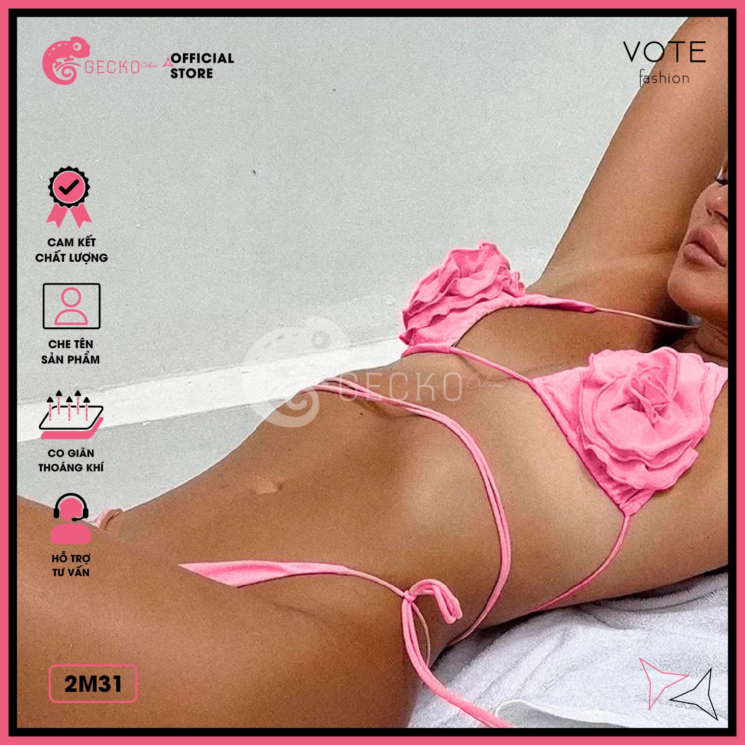  Bikini 2 Mảnh Phối Hoa Đại Cao Cấp Quần LotKhe GECKO 2M31 