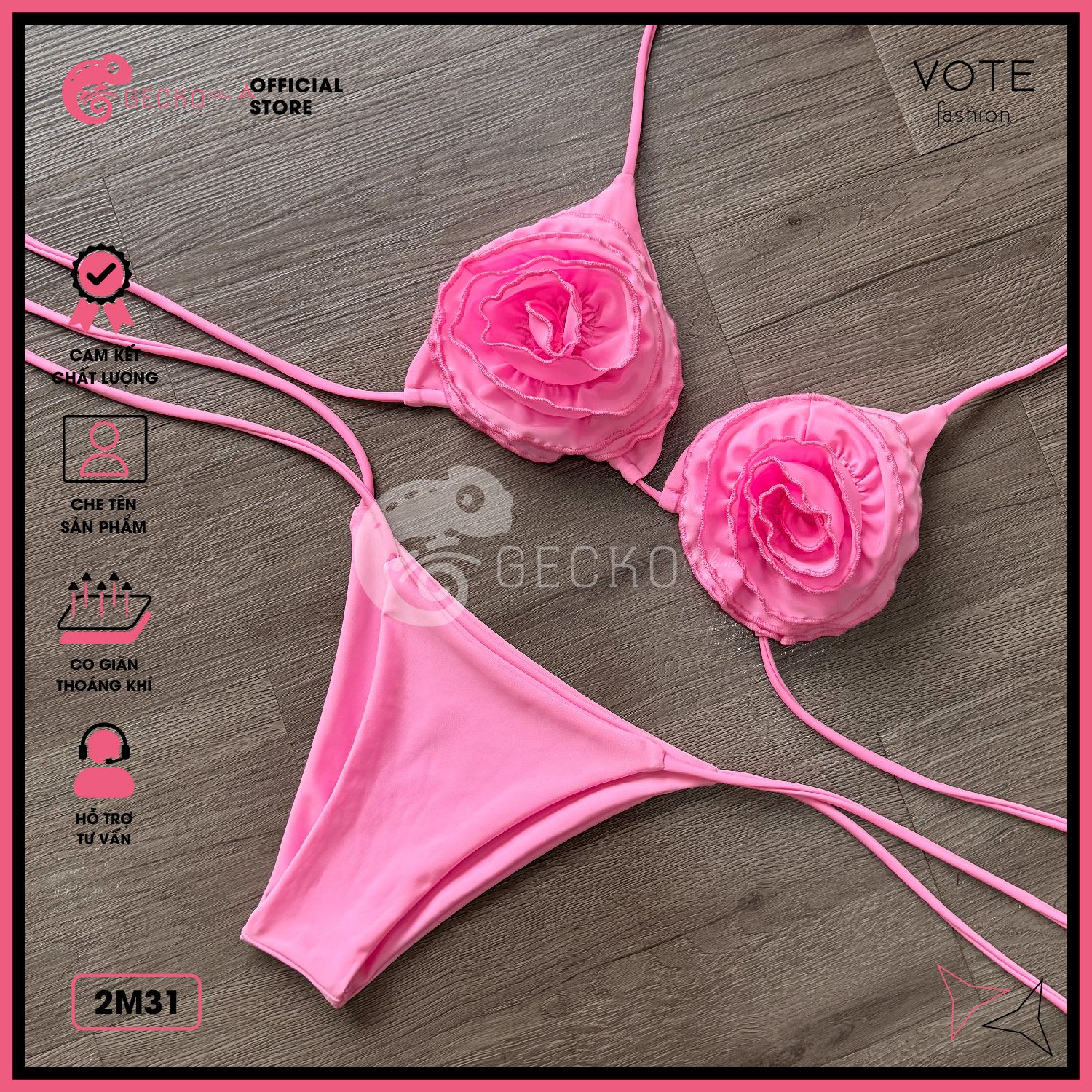  Bikini 2 Mảnh Phối Hoa Đại Cao Cấp Quần LotKhe GECKO 2M31 