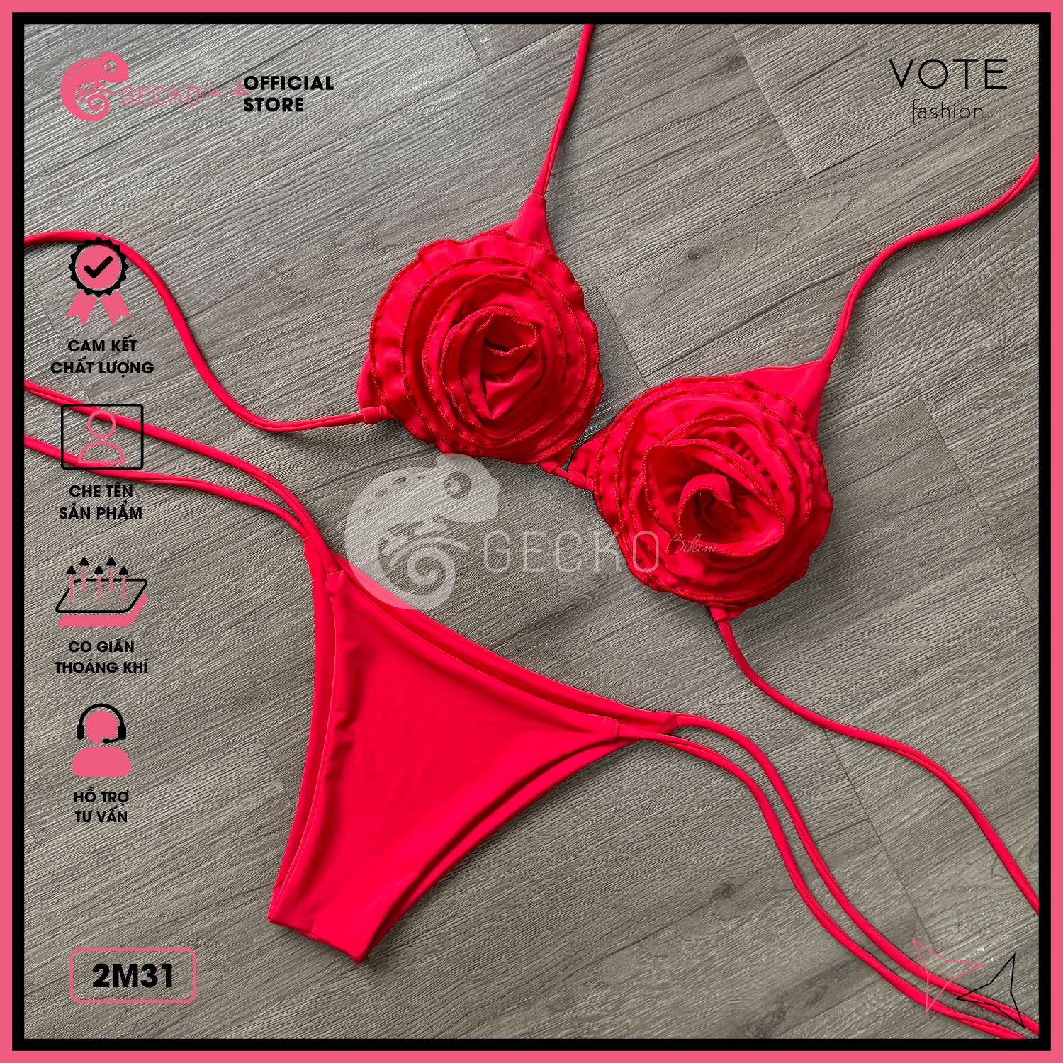  Bikini 2 Mảnh Phối Hoa Đại Cao Cấp Quần LotKhe GECKO 2M31 
