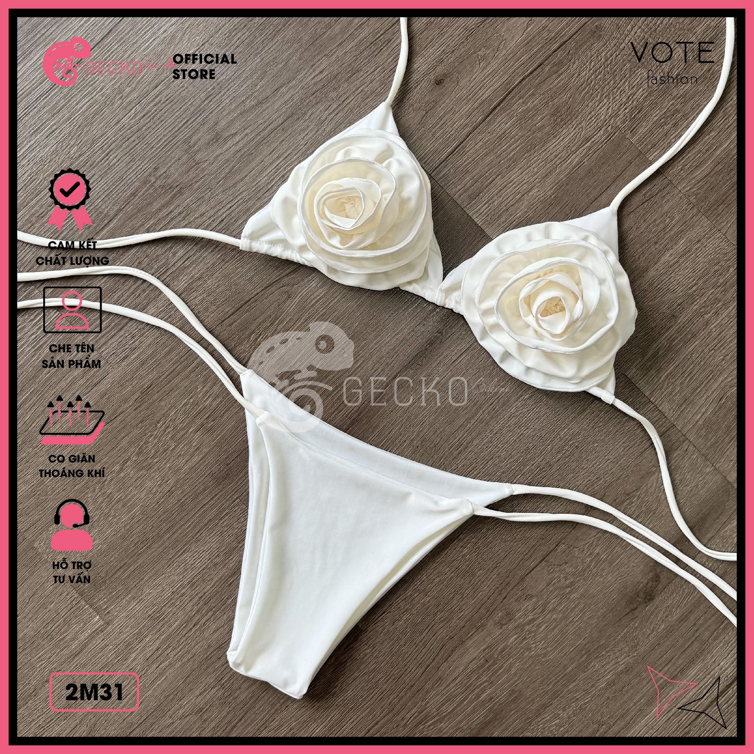  Bikini 2 Mảnh Phối Hoa Đại Cao Cấp Quần LotKhe GECKO 2M31 