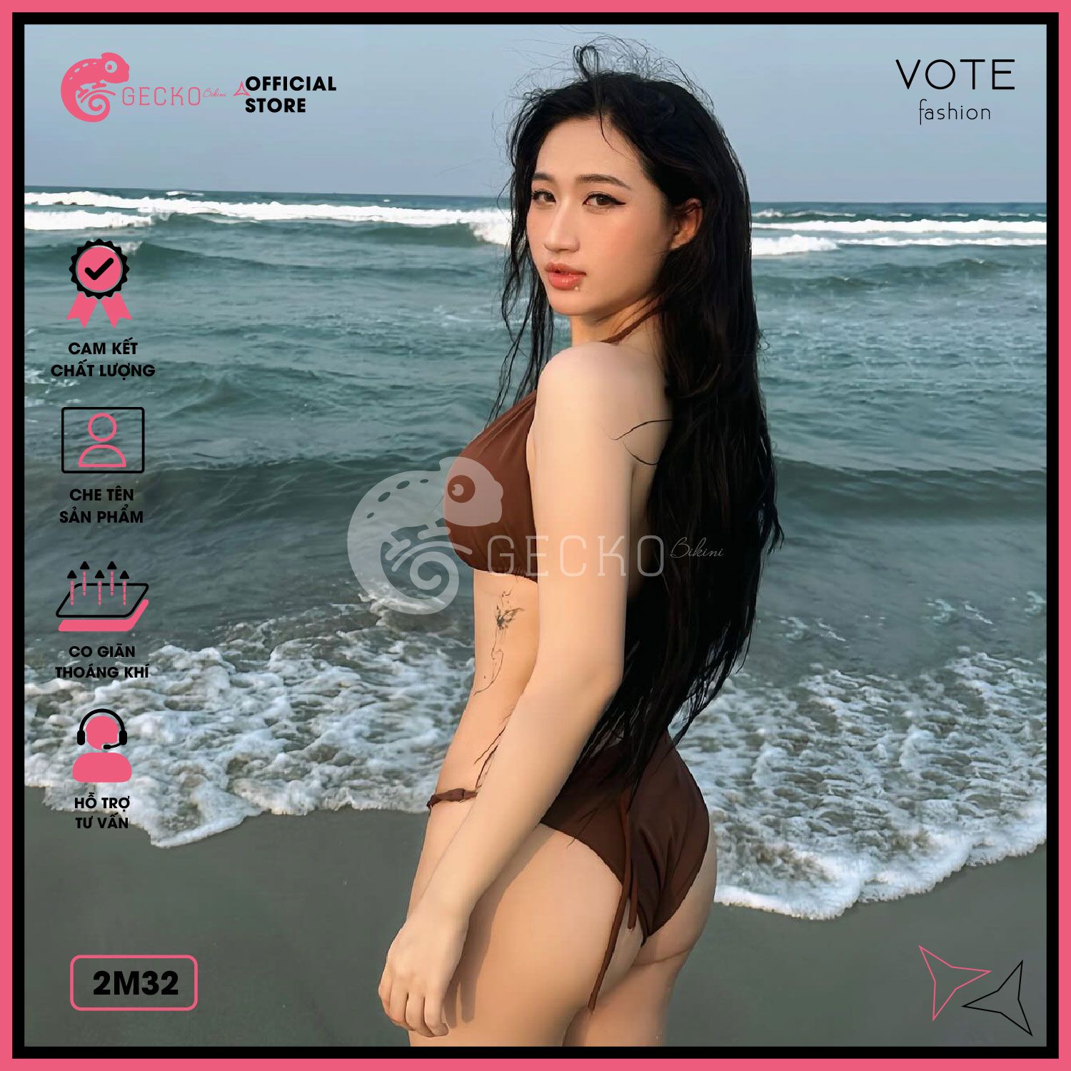  Bikini 2 Mảnh 6 Khoen Tam Giác Quần Tăng Đơ GECKO 2M32 