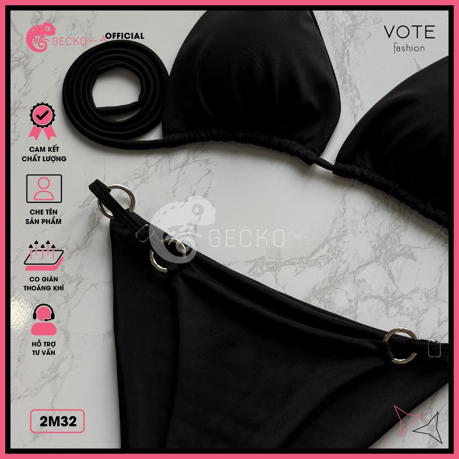  Bikini 2 Mảnh 6 Khoen Tam Giác Quần Tăng Đơ GECKO 2M32 