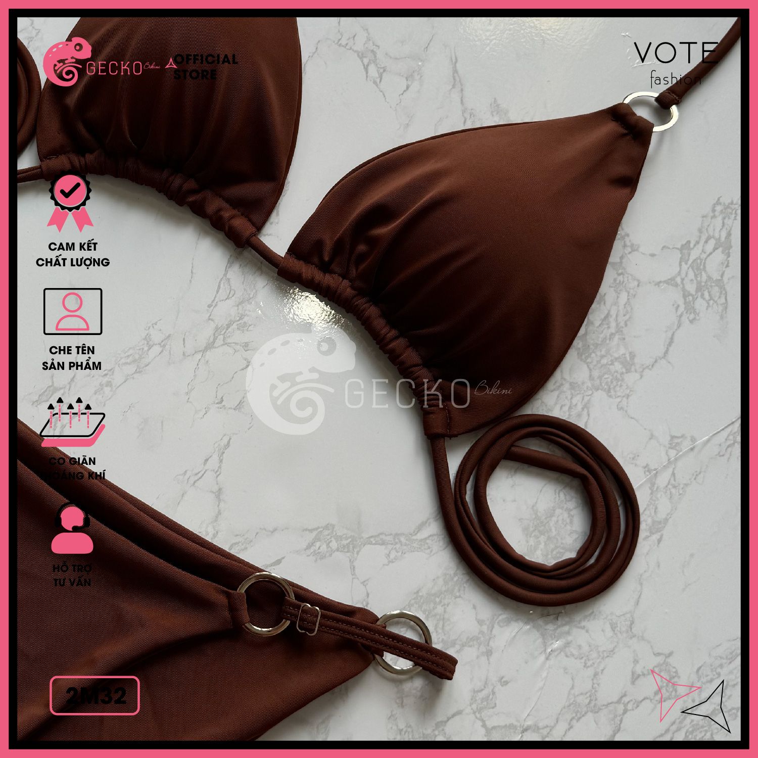  Bikini 2 Mảnh 6 Khoen Tam Giác Quần Tăng Đơ GECKO 2M32 