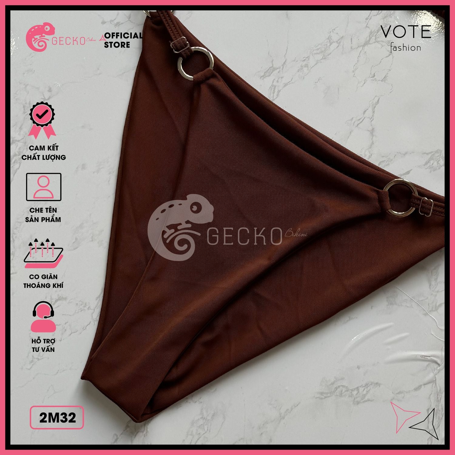  Bikini 2 Mảnh 6 Khoen Tam Giác Quần Tăng Đơ GECKO 2M32 