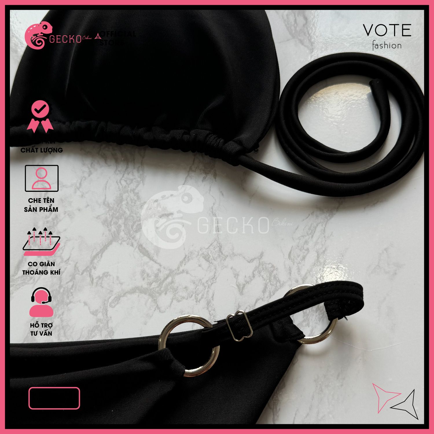  Bikini 2 Mảnh 6 Khoen Tam Giác Quần Tăng Đơ GECKO 2M32 