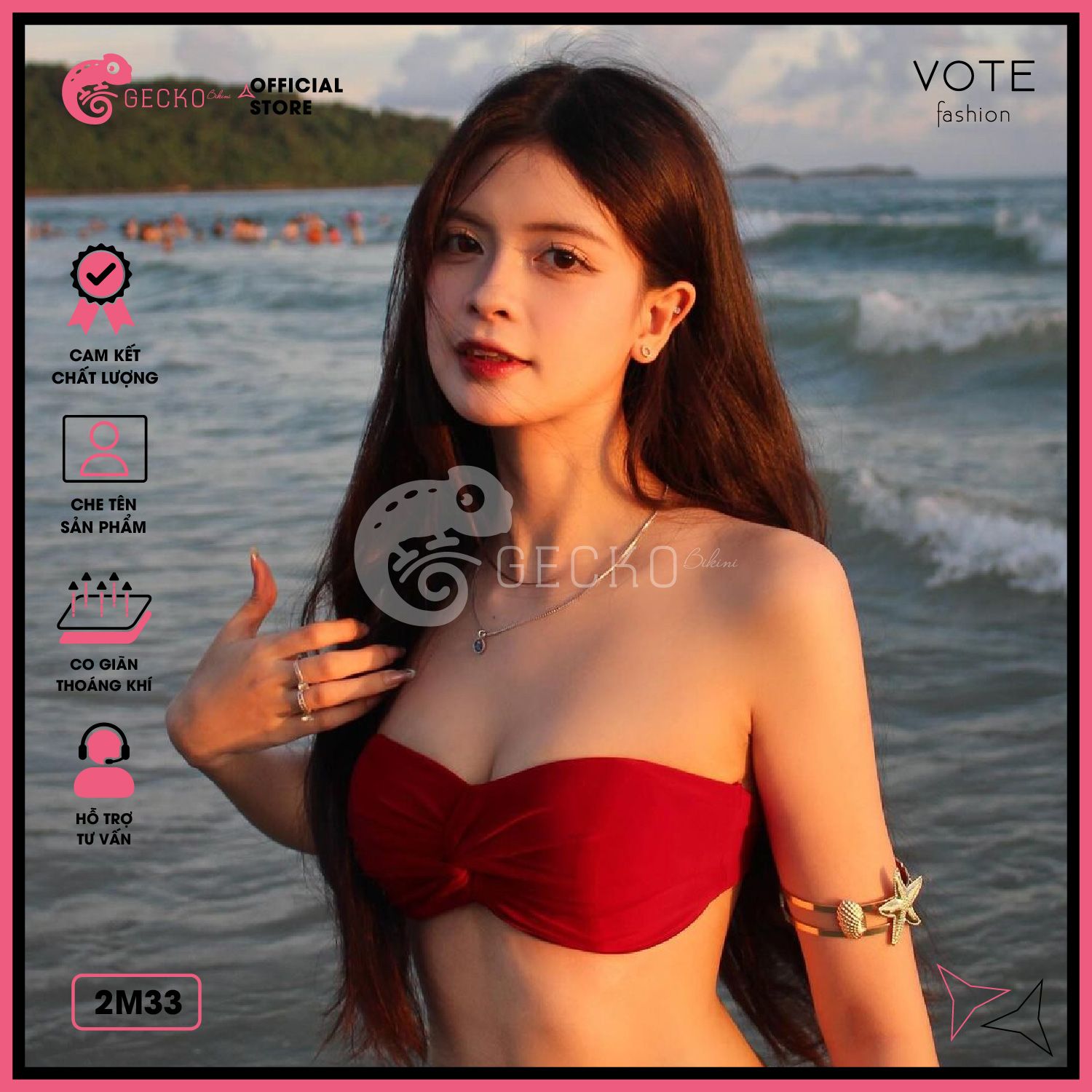  Bikini 2 Mảnh Áo Xoắn Cúp Ngang Gợi Cảm GECKO 2M33 