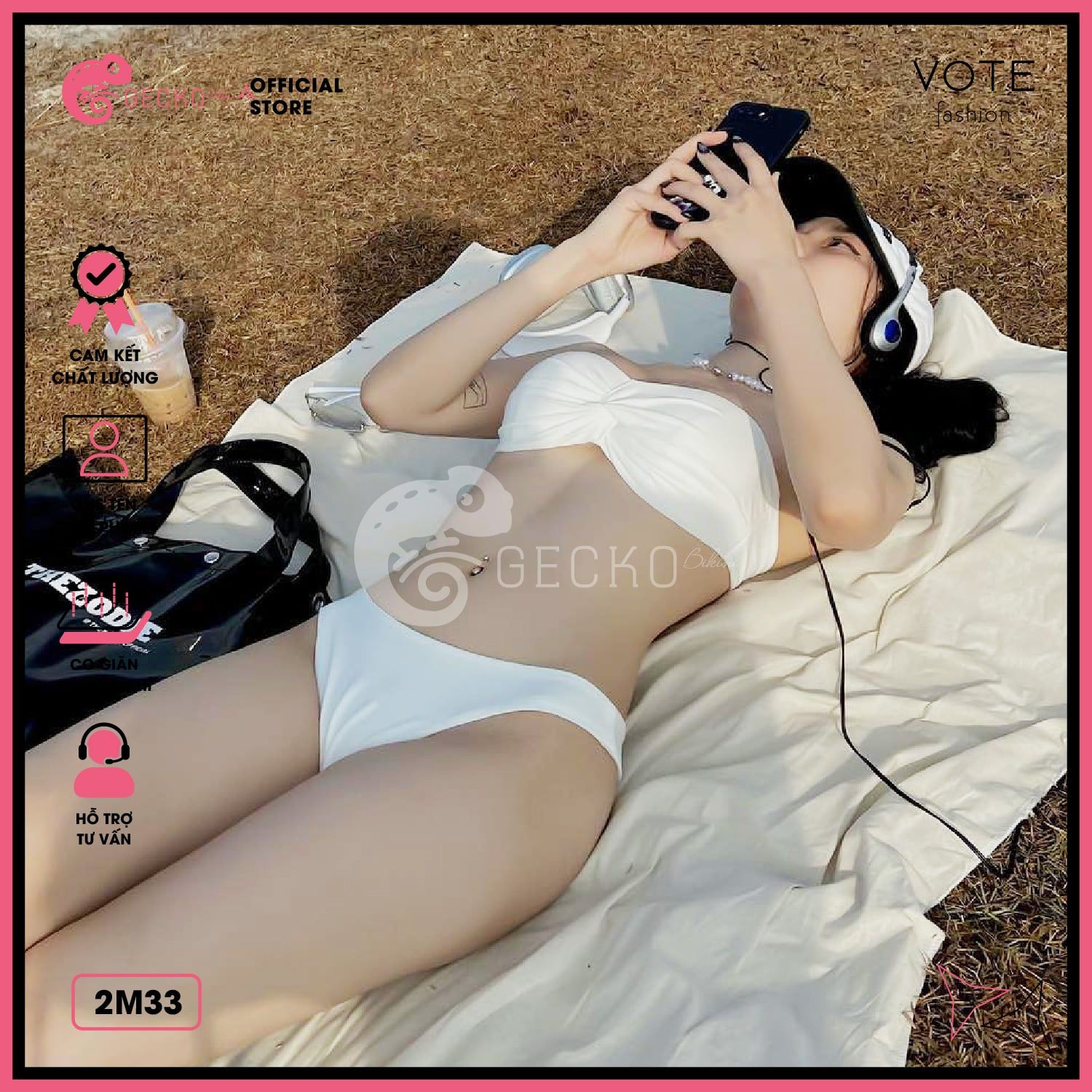  Bikini 2 Mảnh Áo Xoắn Cúp Ngang Gợi Cảm GECKO 2M33 