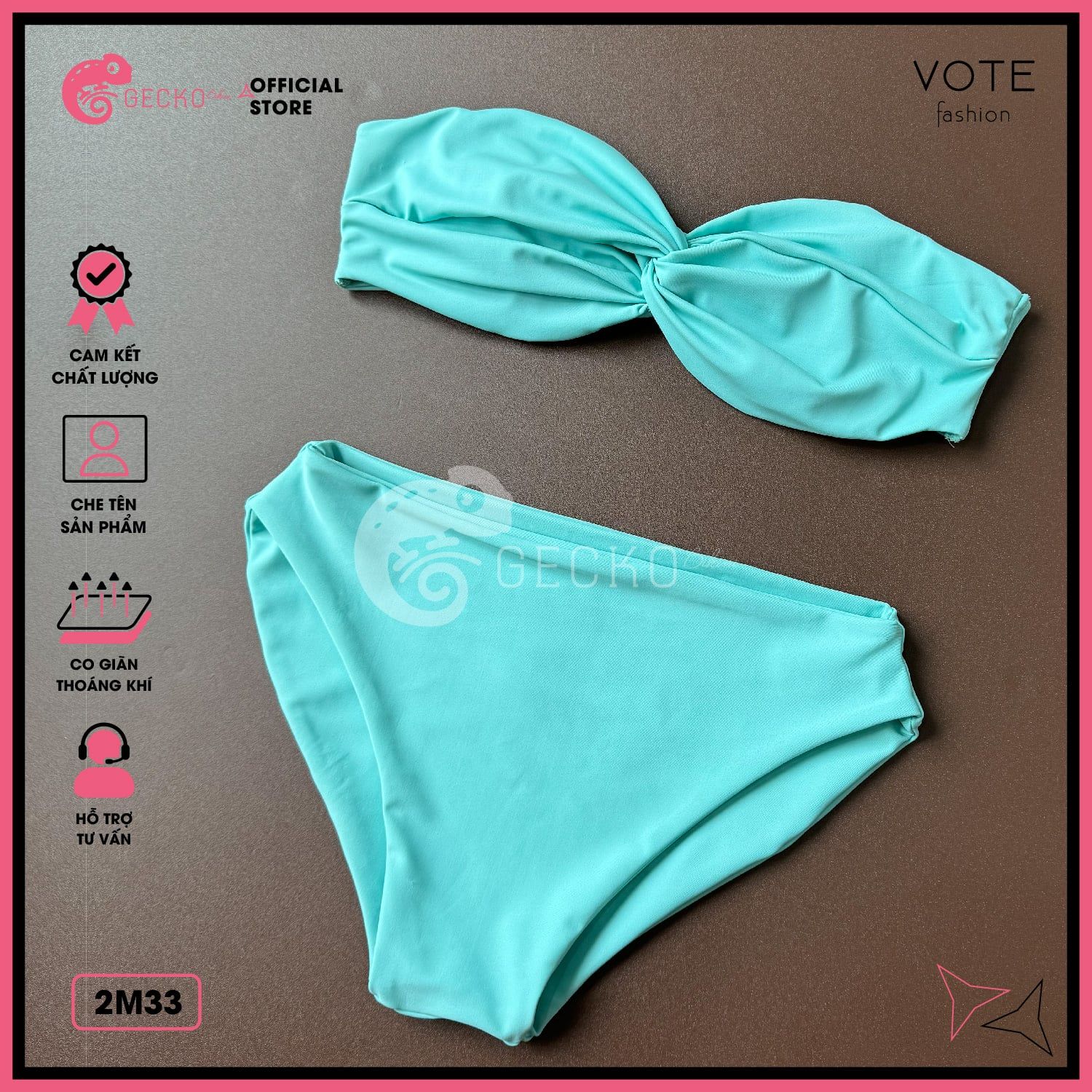  Bikini 2 Mảnh Áo Xoắn Cúp Ngang Gợi Cảm GECKO 2M33 