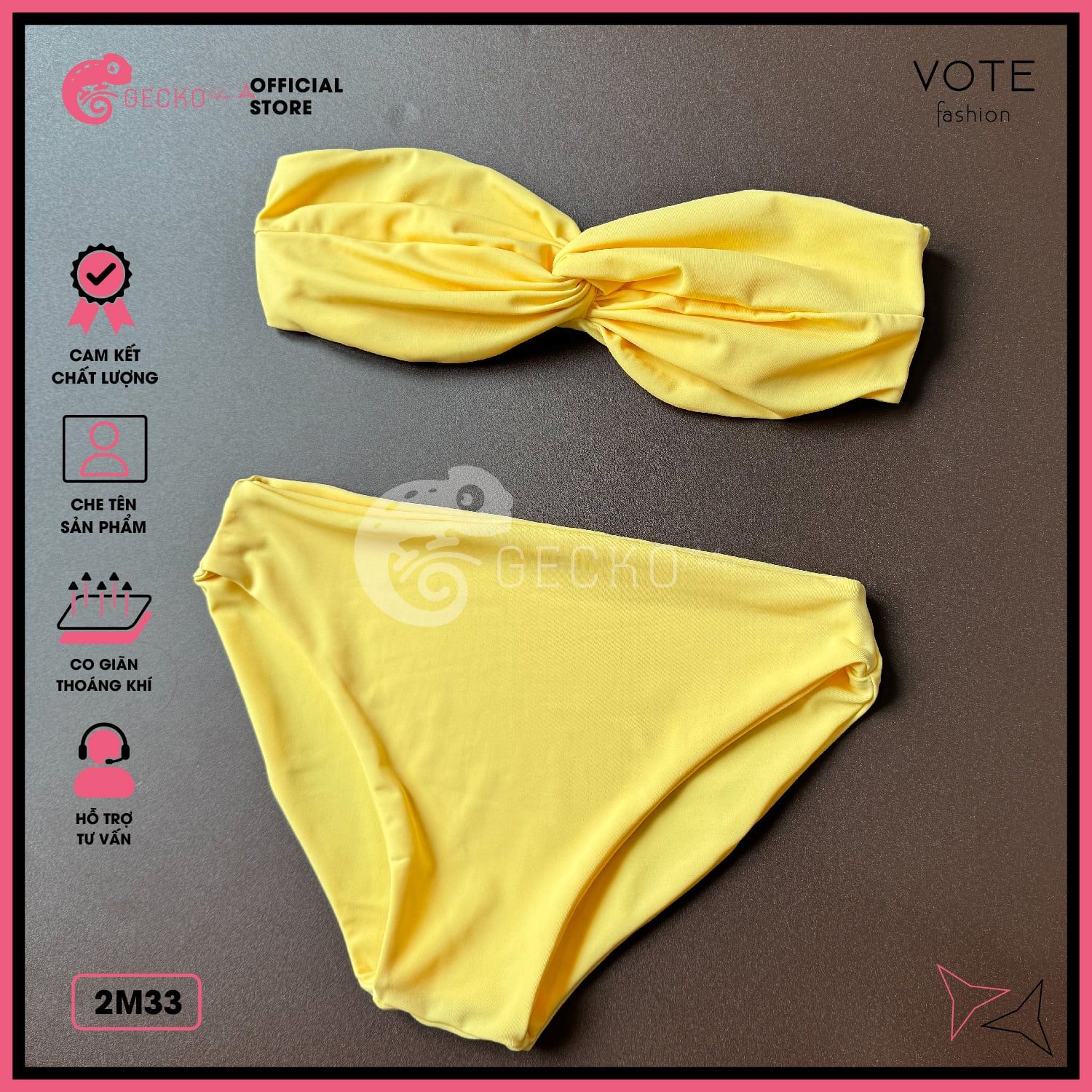  Bikini 2 Mảnh Áo Xoắn Cúp Ngang Gợi Cảm GECKO 2M33 