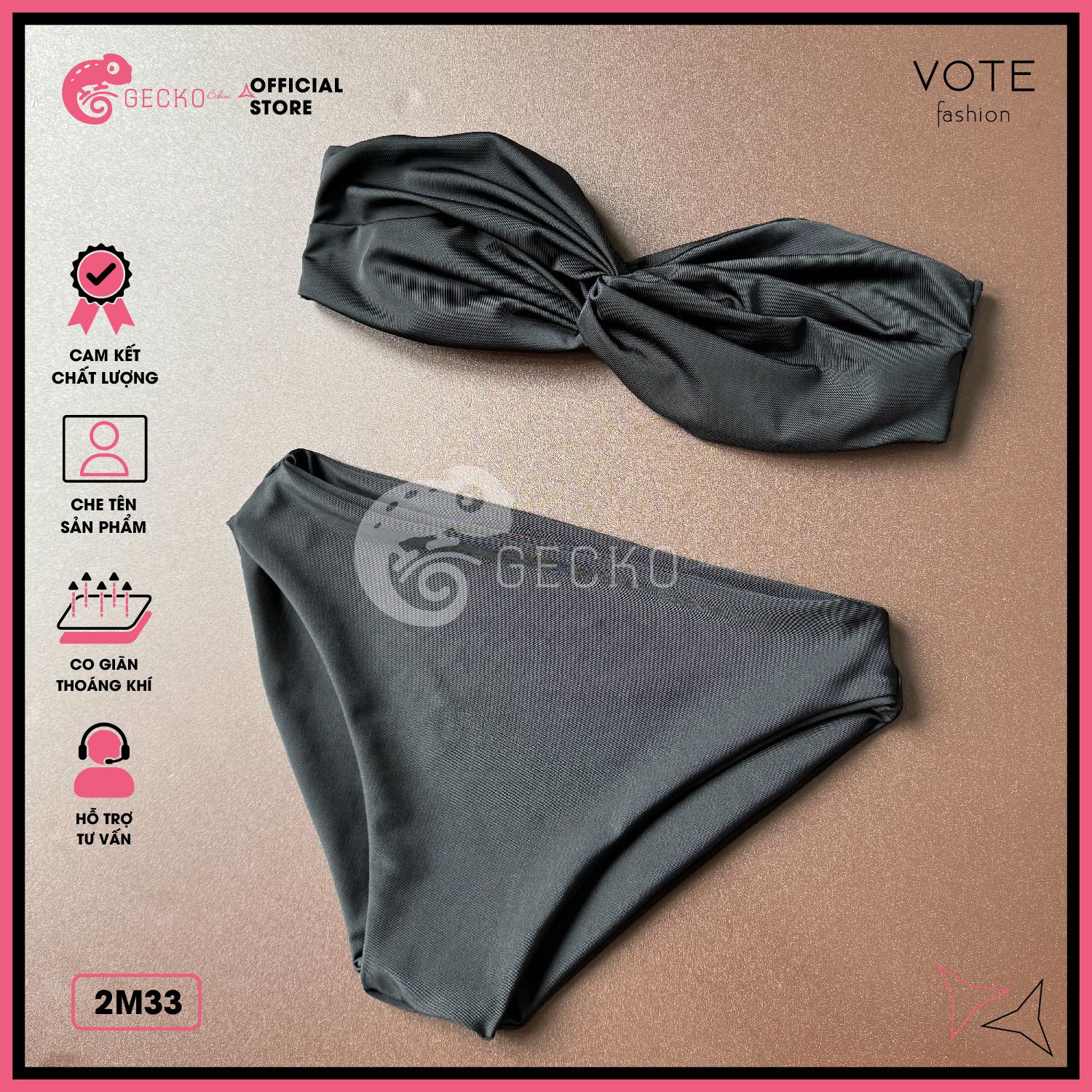  Bikini 2 Mảnh Áo Xoắn Cúp Ngang Gợi Cảm GECKO 2M33 