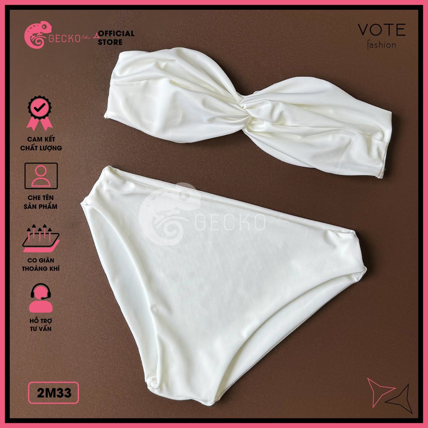  Bikini 2 Mảnh Áo Xoắn Cúp Ngang Gợi Cảm GECKO 2M33 