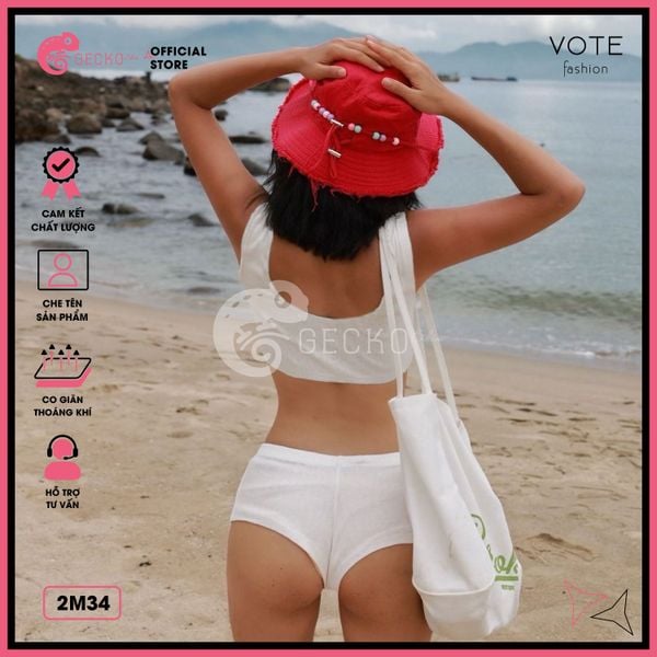  Bikini 2 Áo Crotop Phối Quần Đùi Thun Gân GECKO 2M34 
