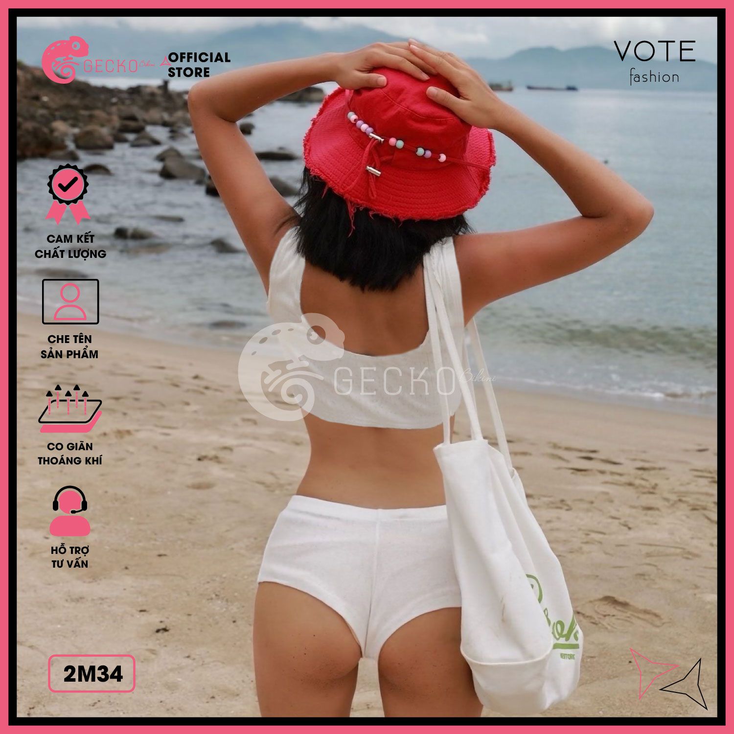  Bikini 2 Áo Crotop Phối Quần Đùi Thun Gân GECKO 2M34 