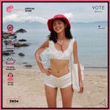  Bikini 2 Áo Crotop Phối Quần Đùi Thun Gân GECKO 2M34 