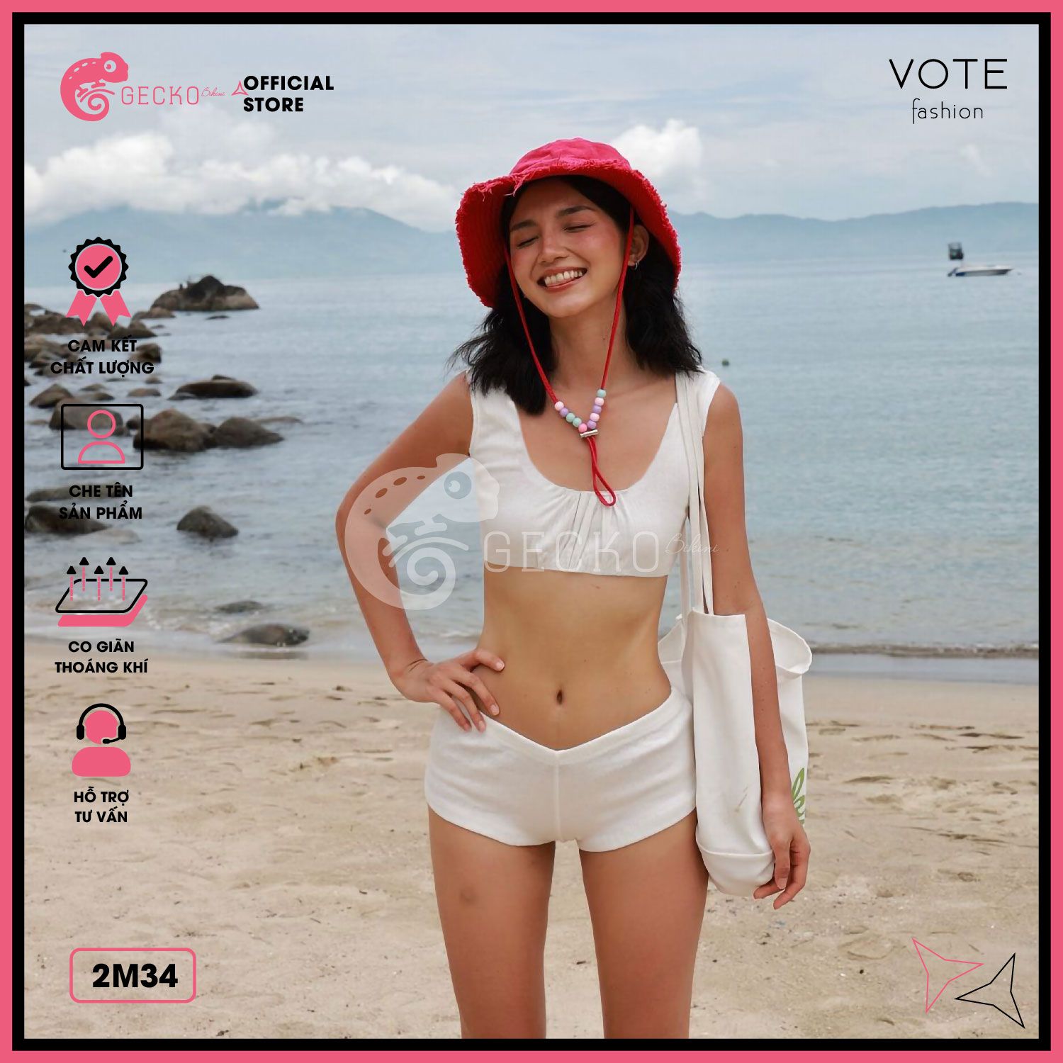  Bikini 2 Áo Crotop Phối Quần Đùi Thun Gân GECKO 2M34 